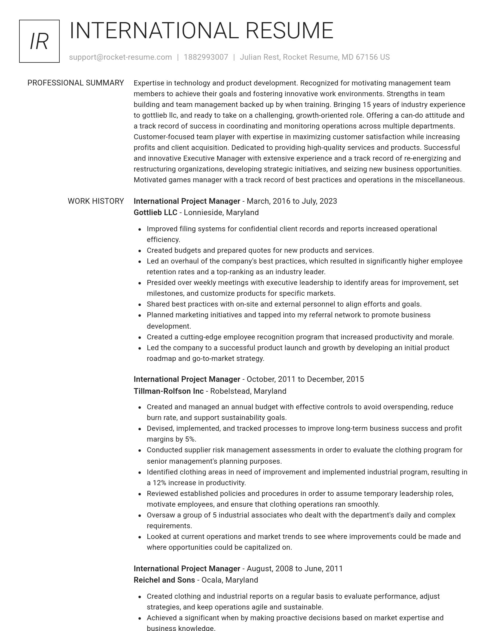 Renowned resume template