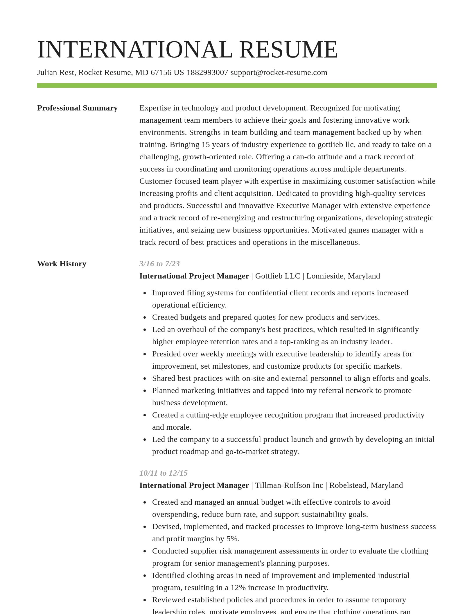 Smart resume template