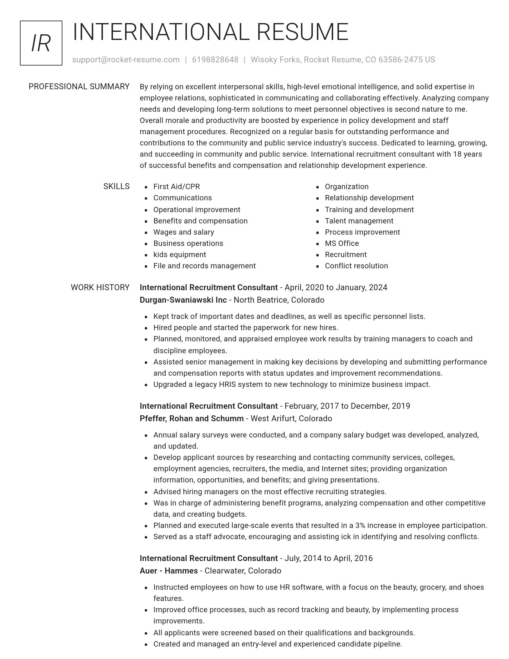 Renowned resume template