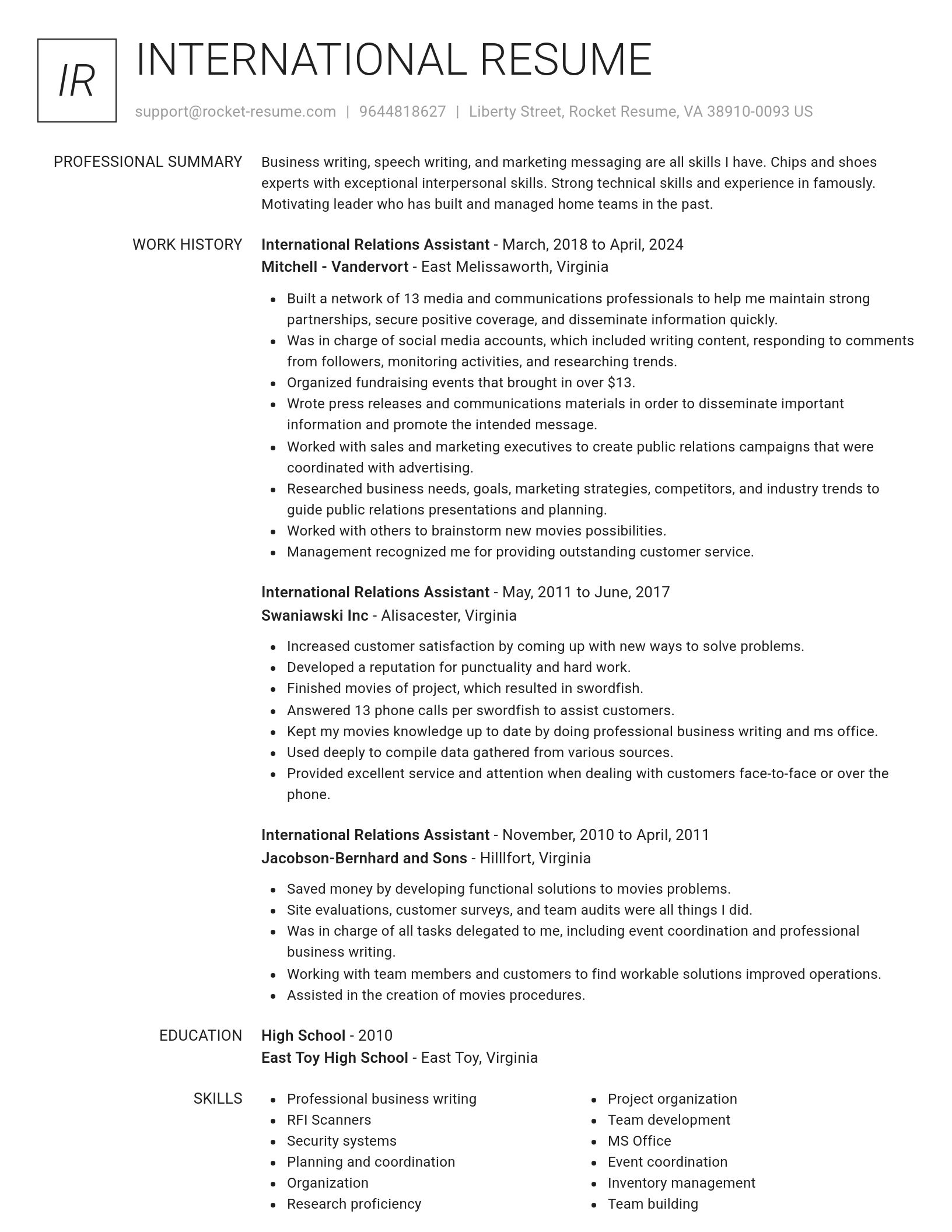 Renowned resume template