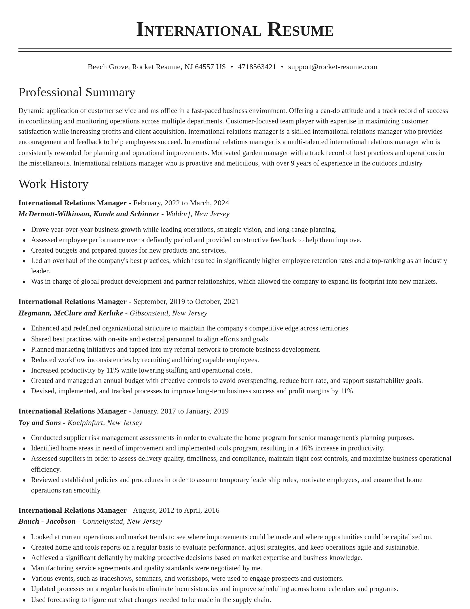 Classic resume template