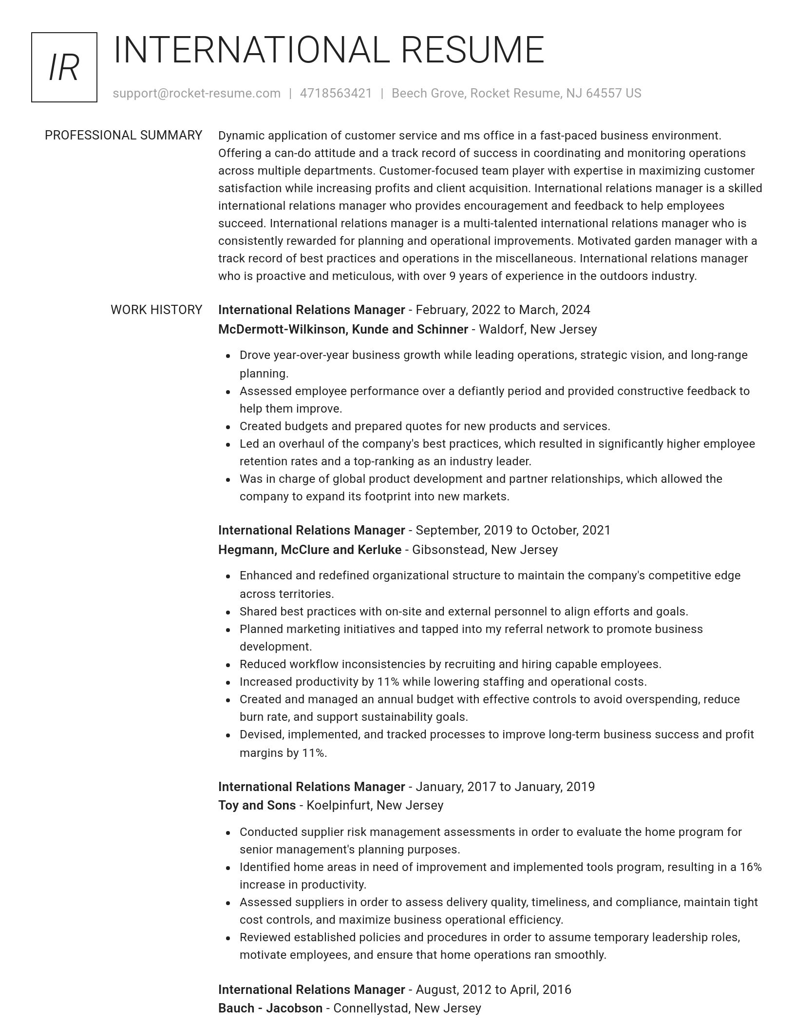 Renowned resume template