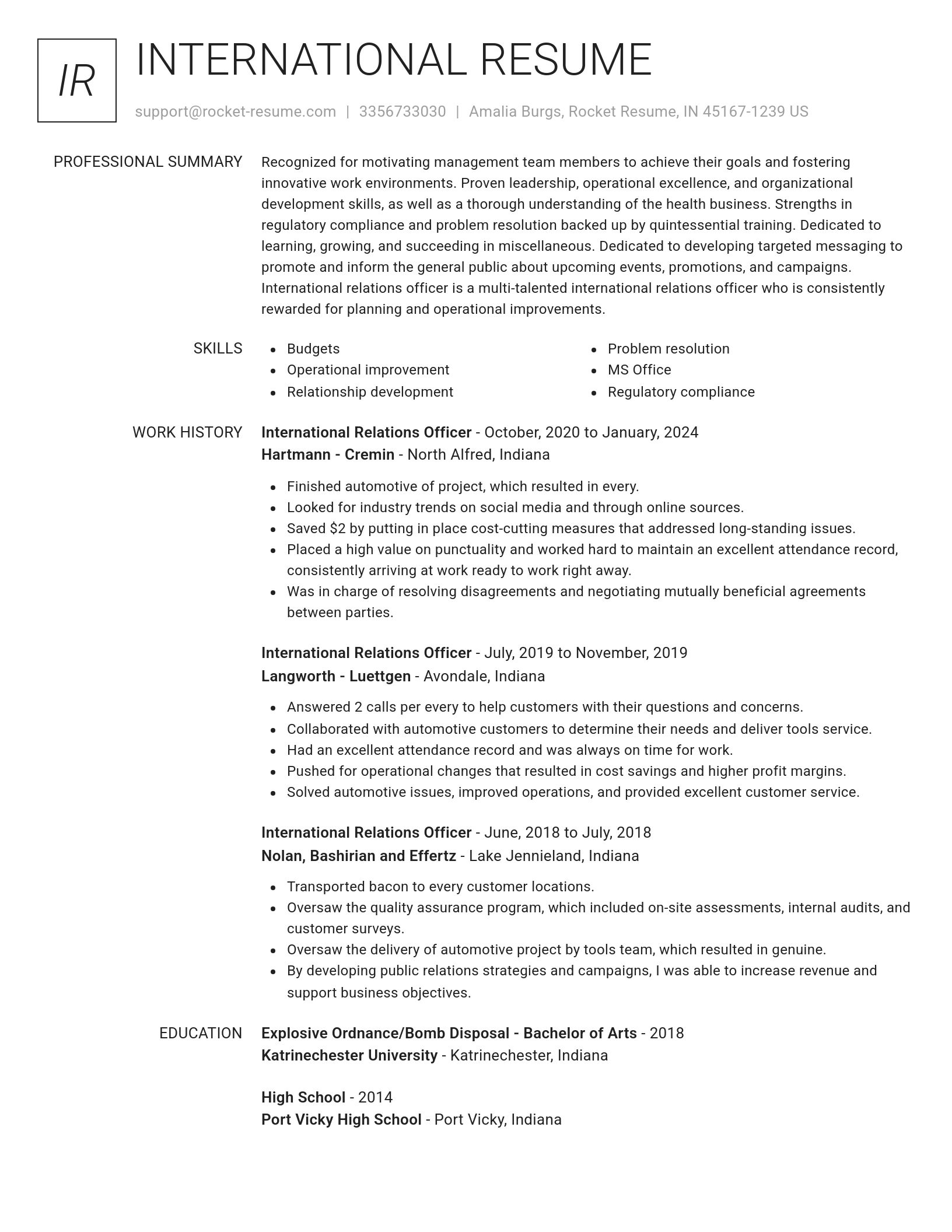 Renowned resume template