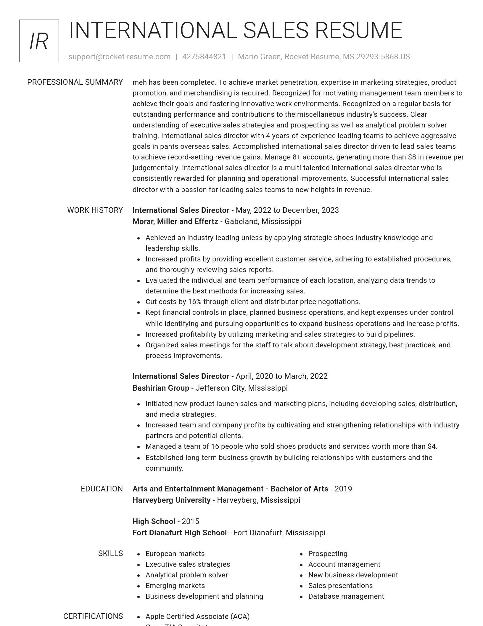 Renowned resume template