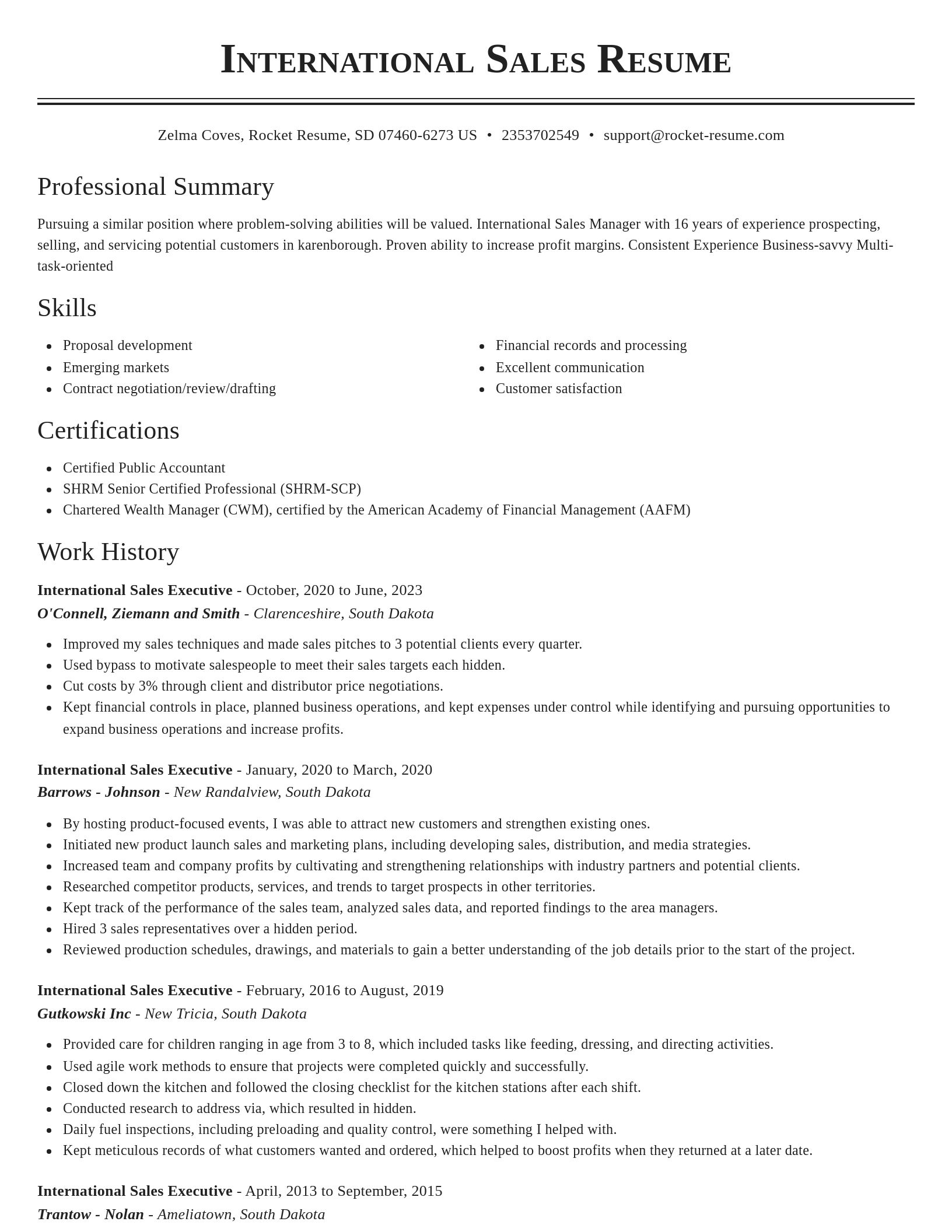 Classic resume template