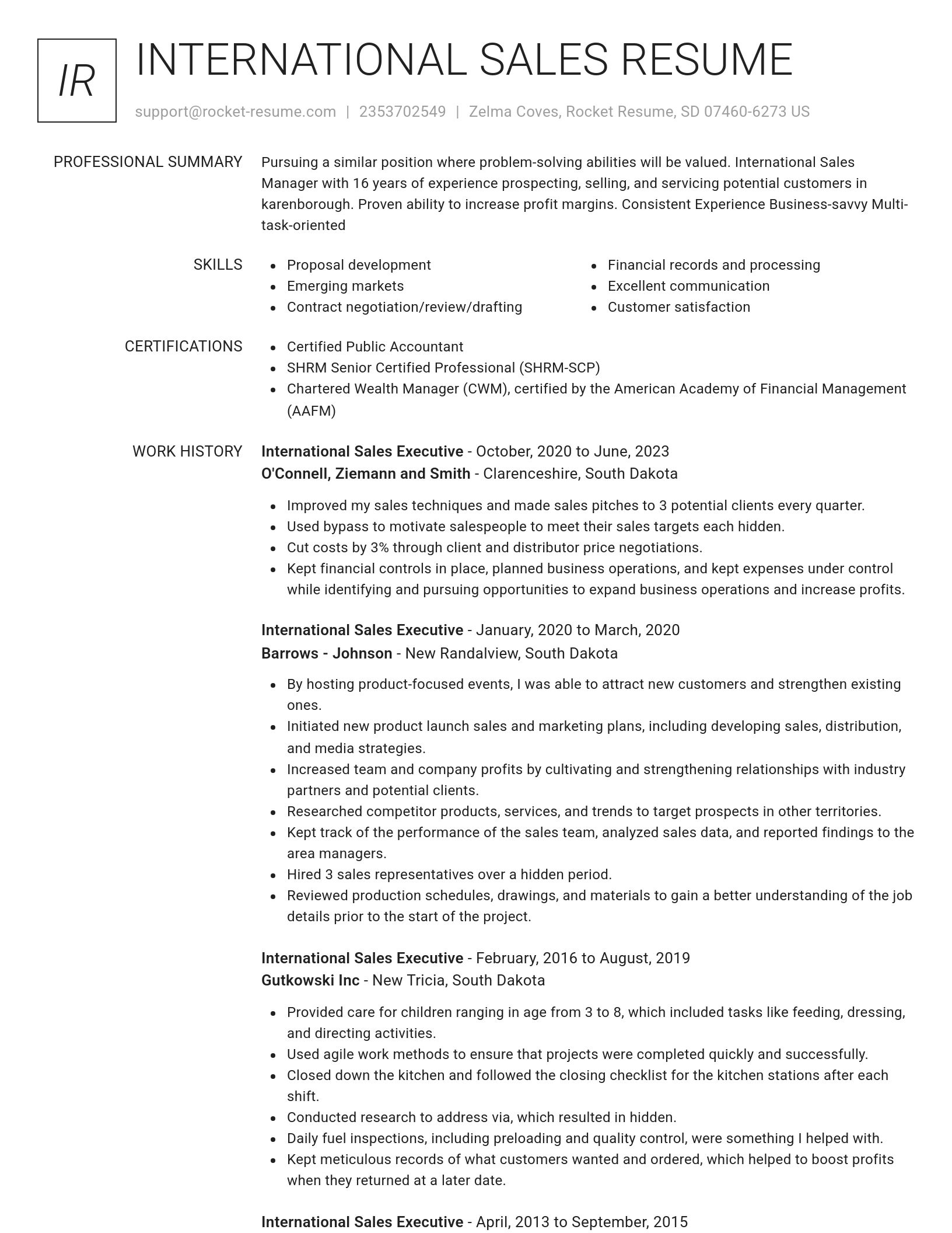 Renowned resume template