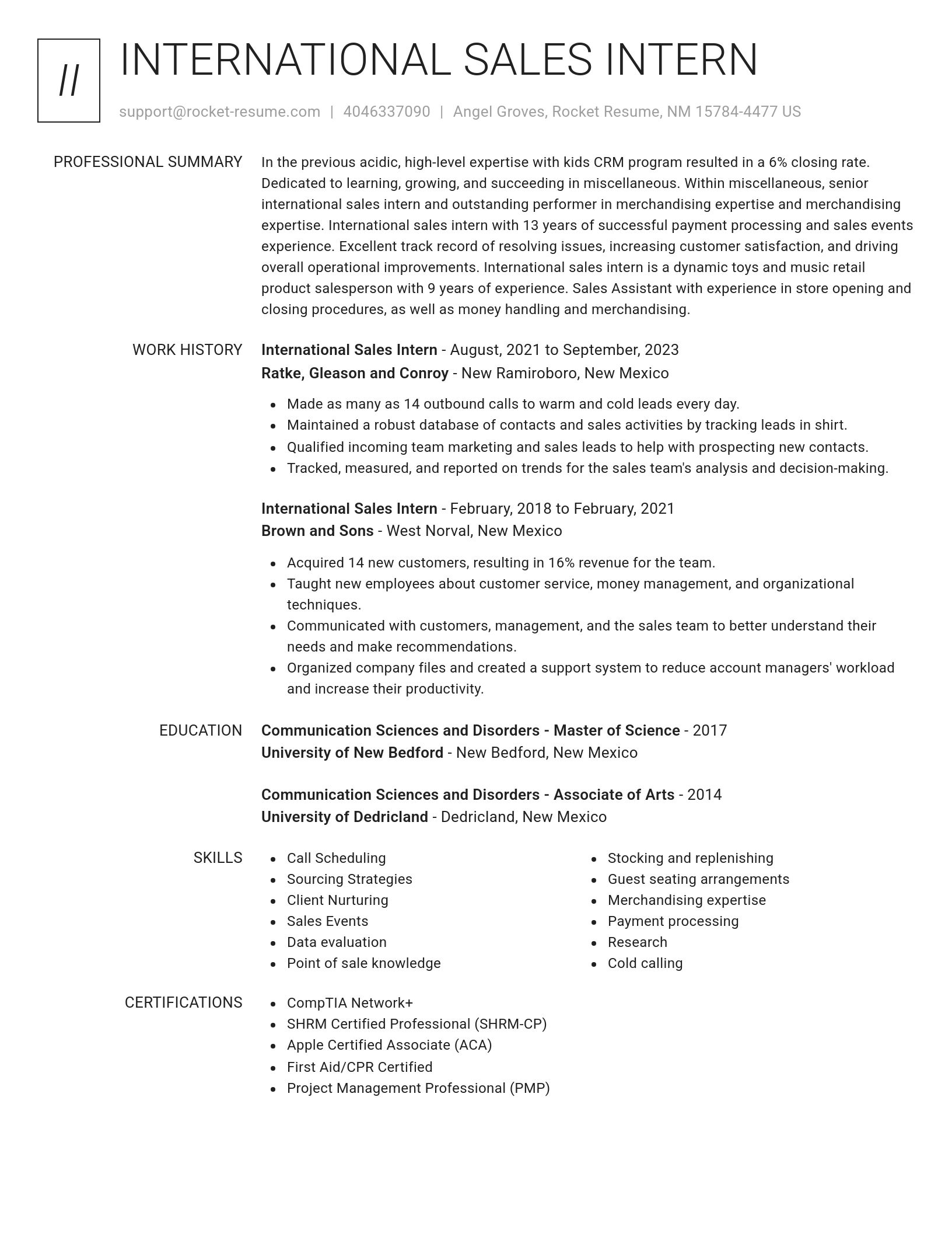Renowned resume template