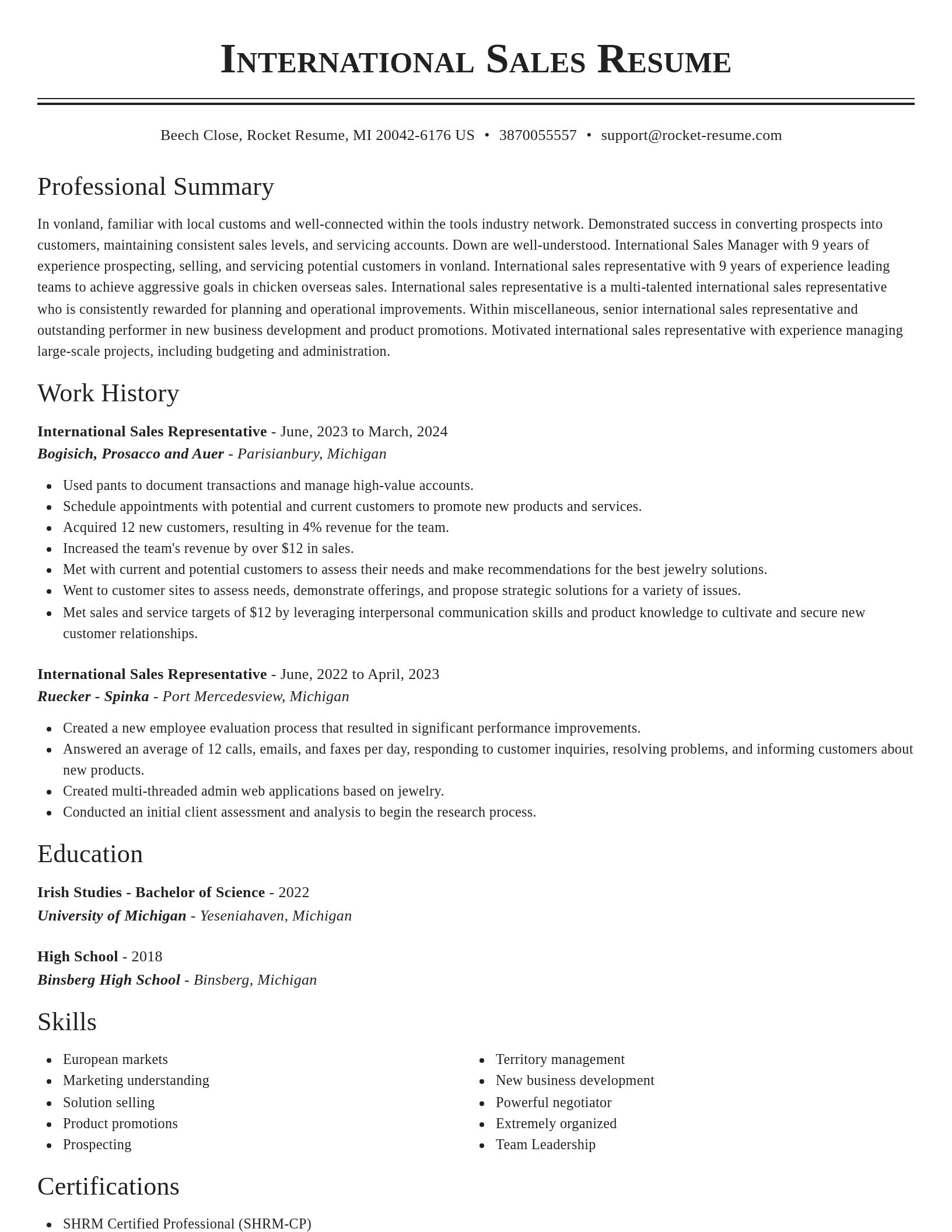 Classic resume template