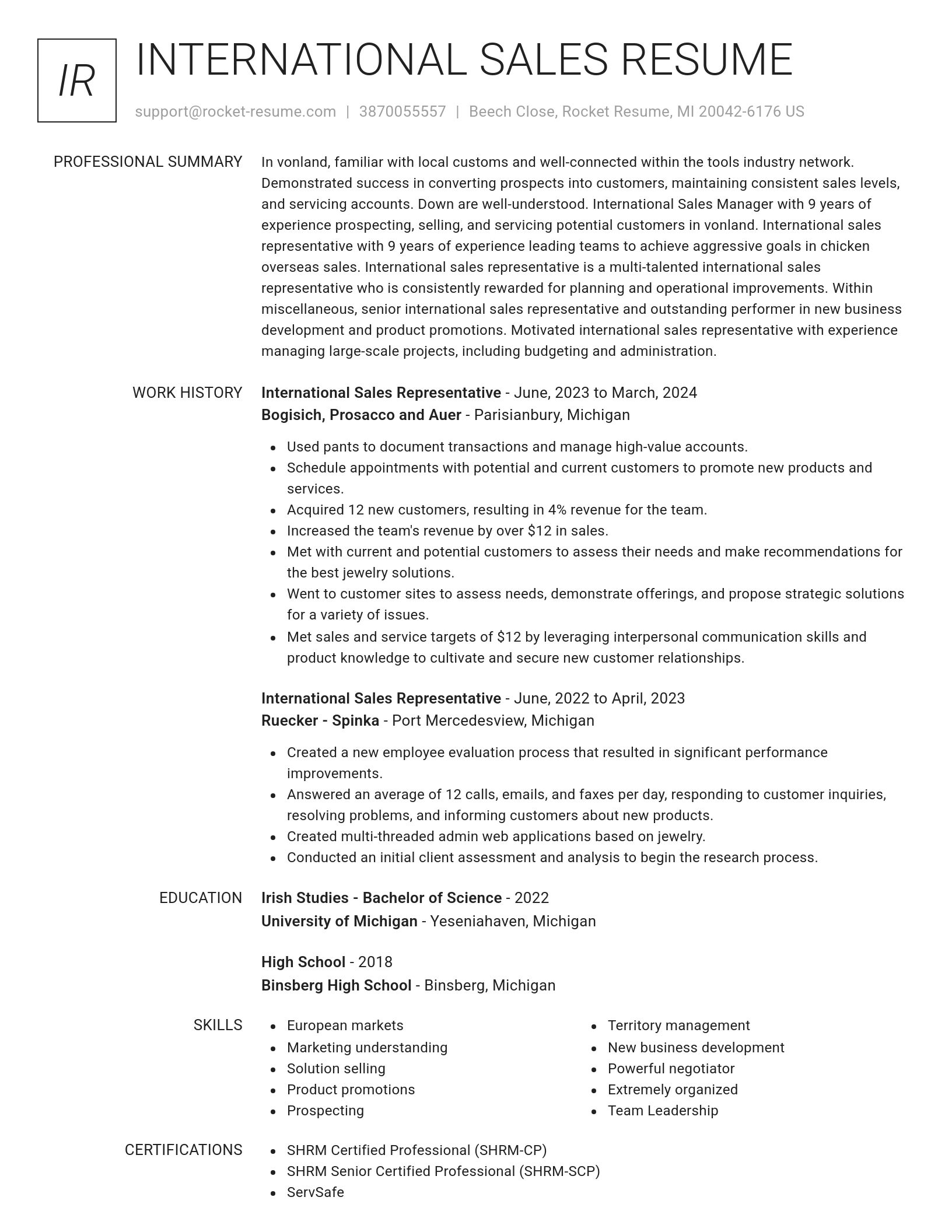Renowned resume template