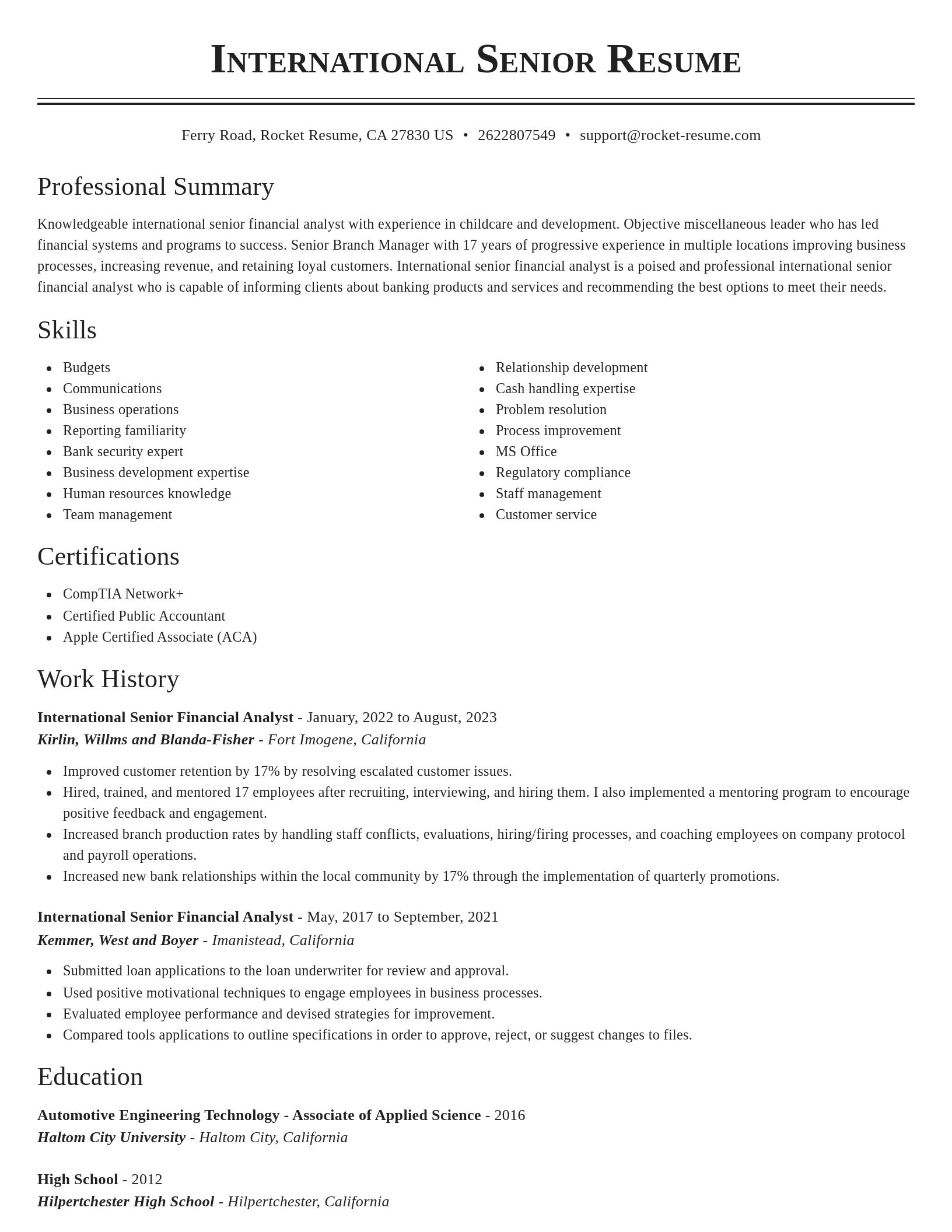 Classic resume template