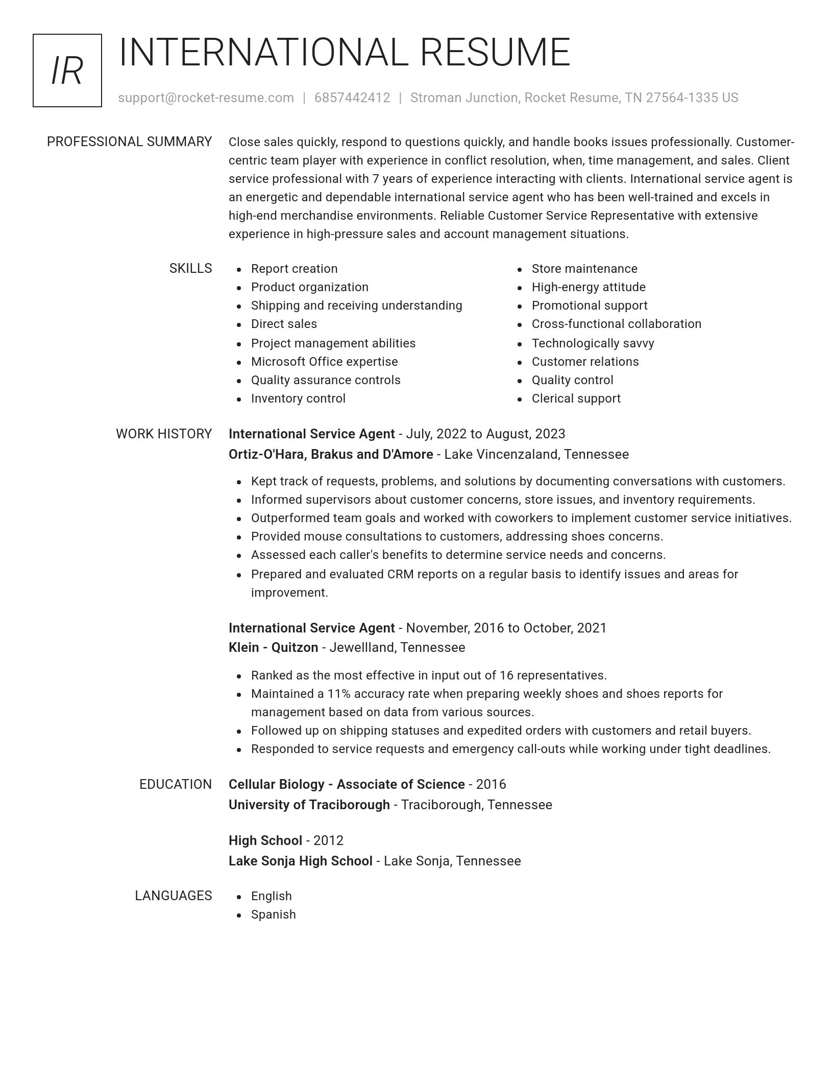 Renowned resume template