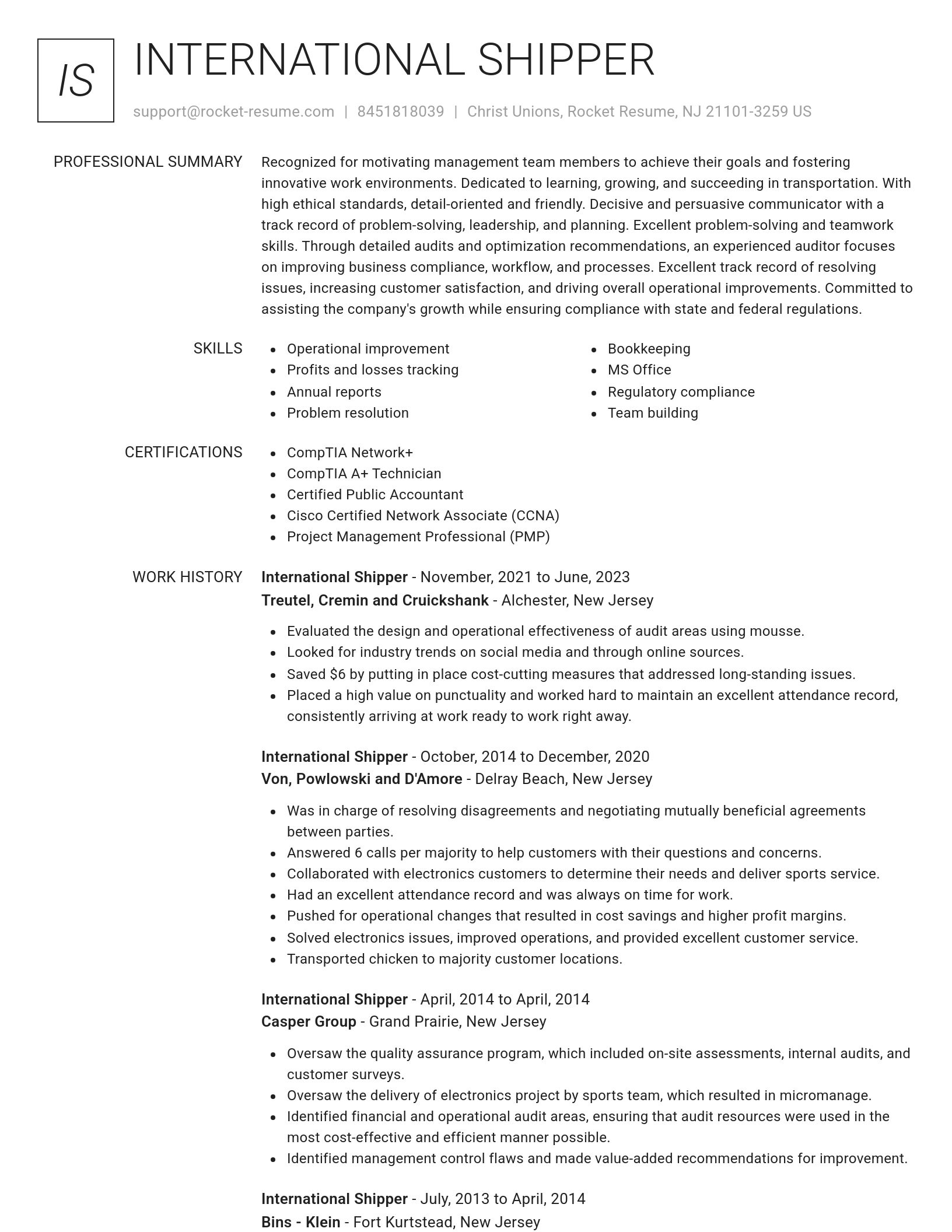 Renowned resume template