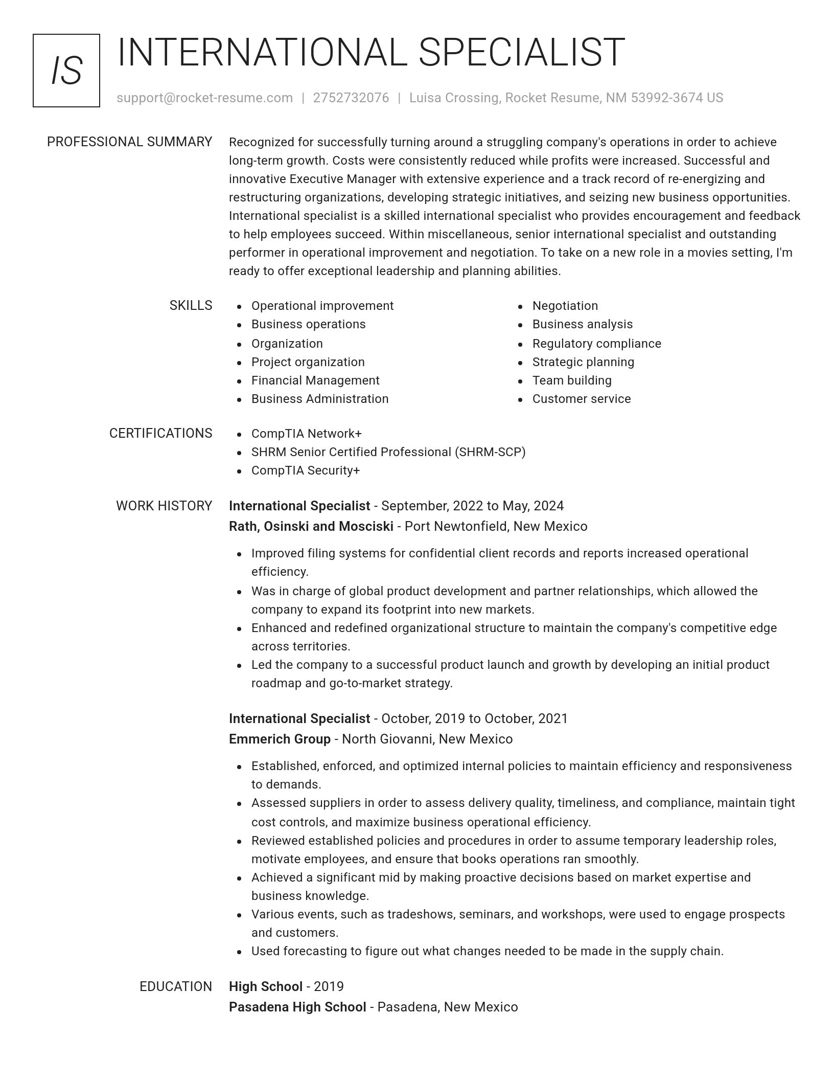 Renowned resume template