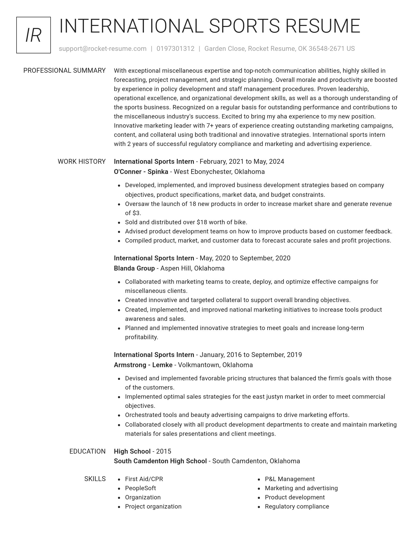 Renowned resume template