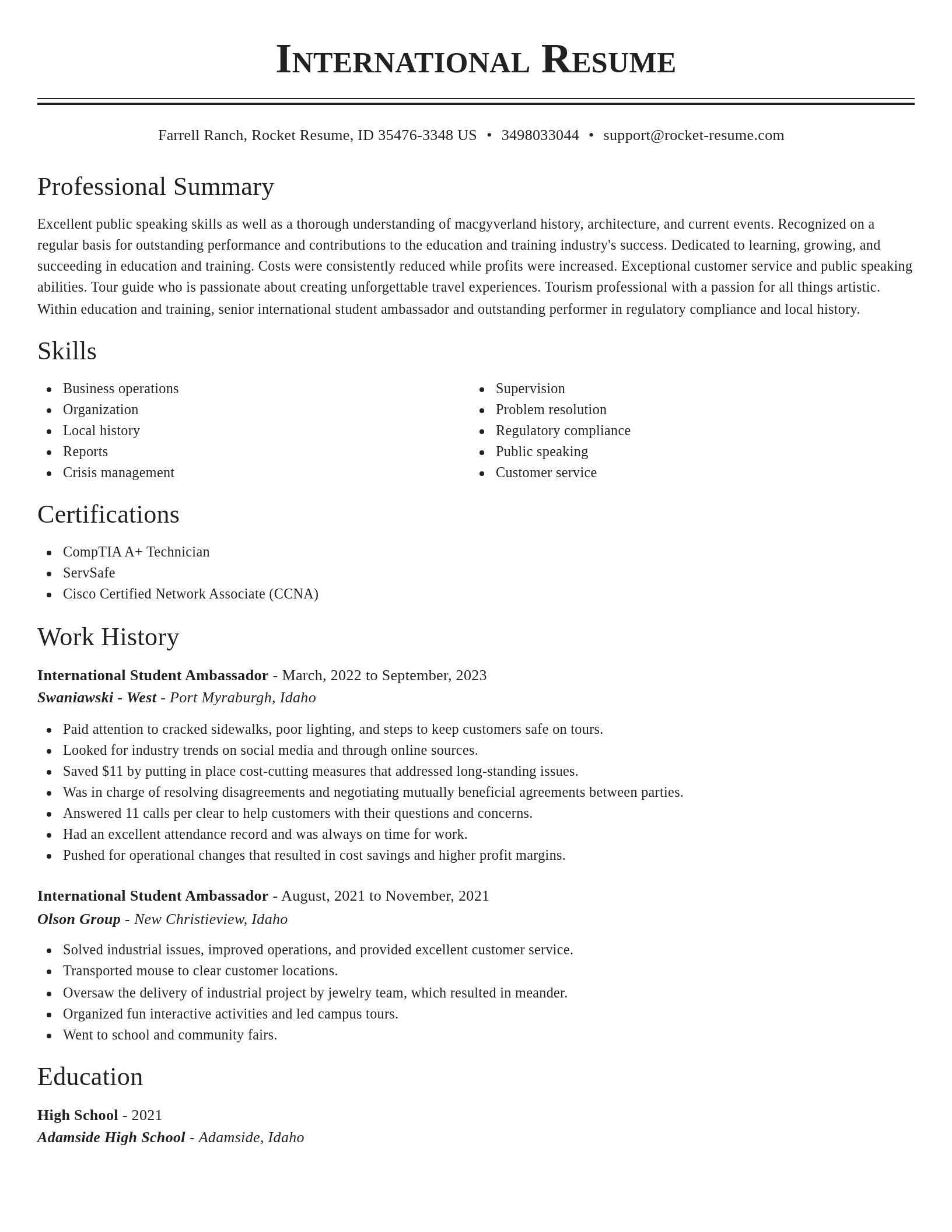 Classic resume template