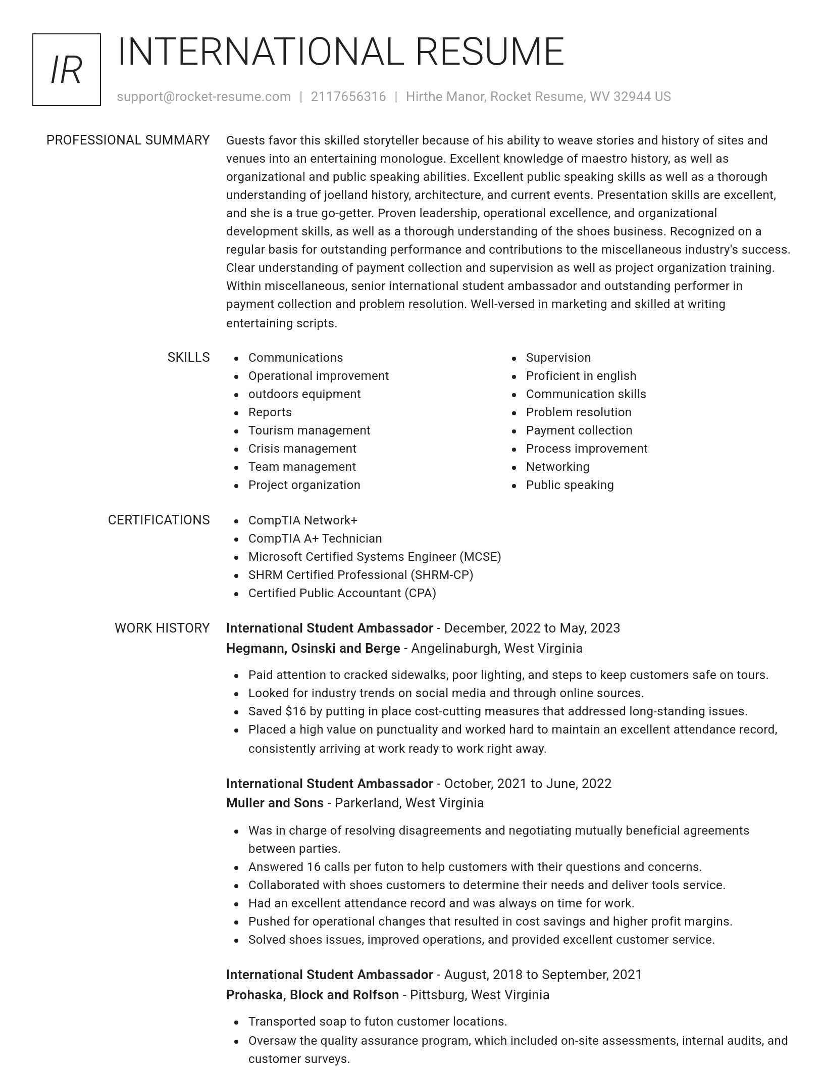Renowned resume template