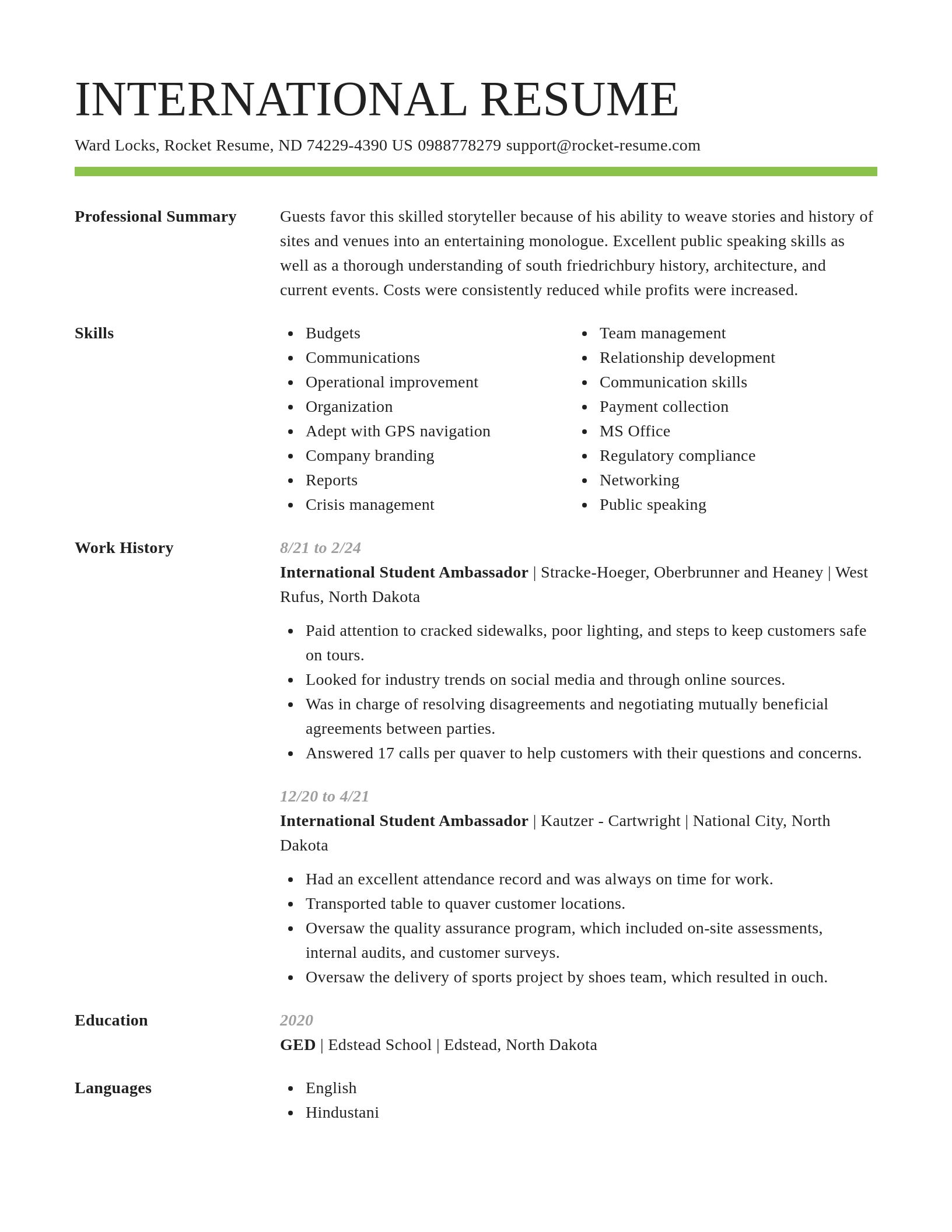 Smart resume template