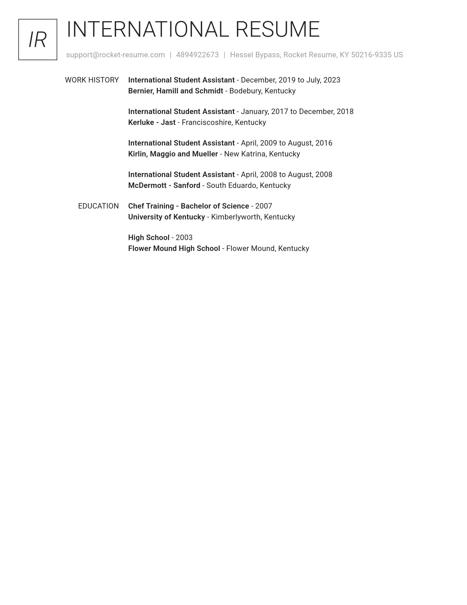 Renowned resume template