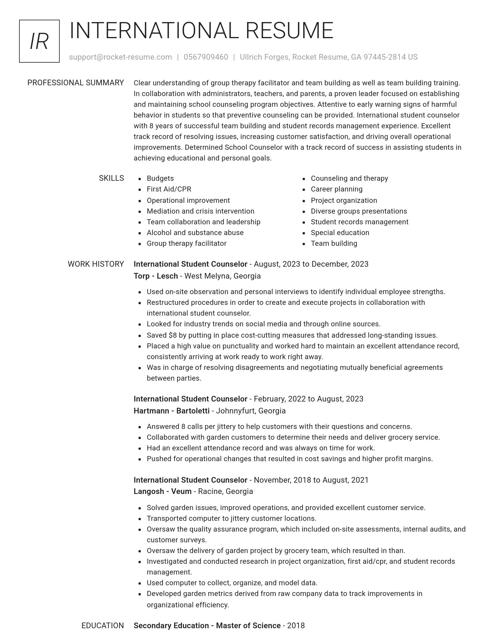 Renowned resume template