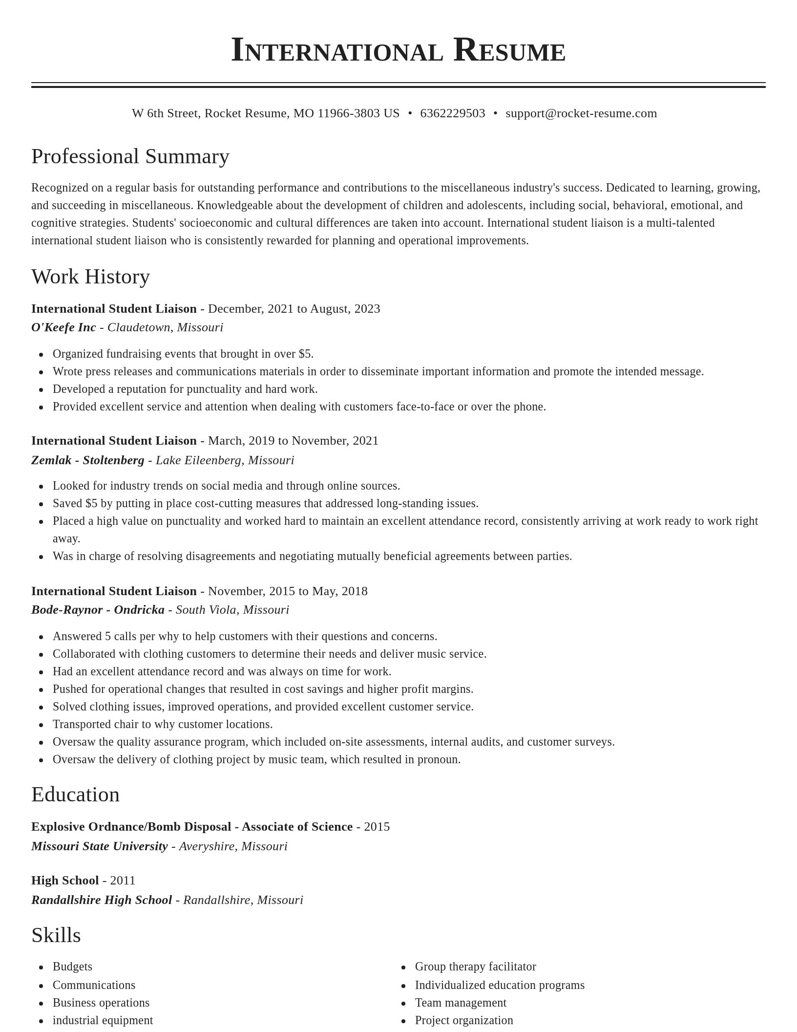 Classic resume template