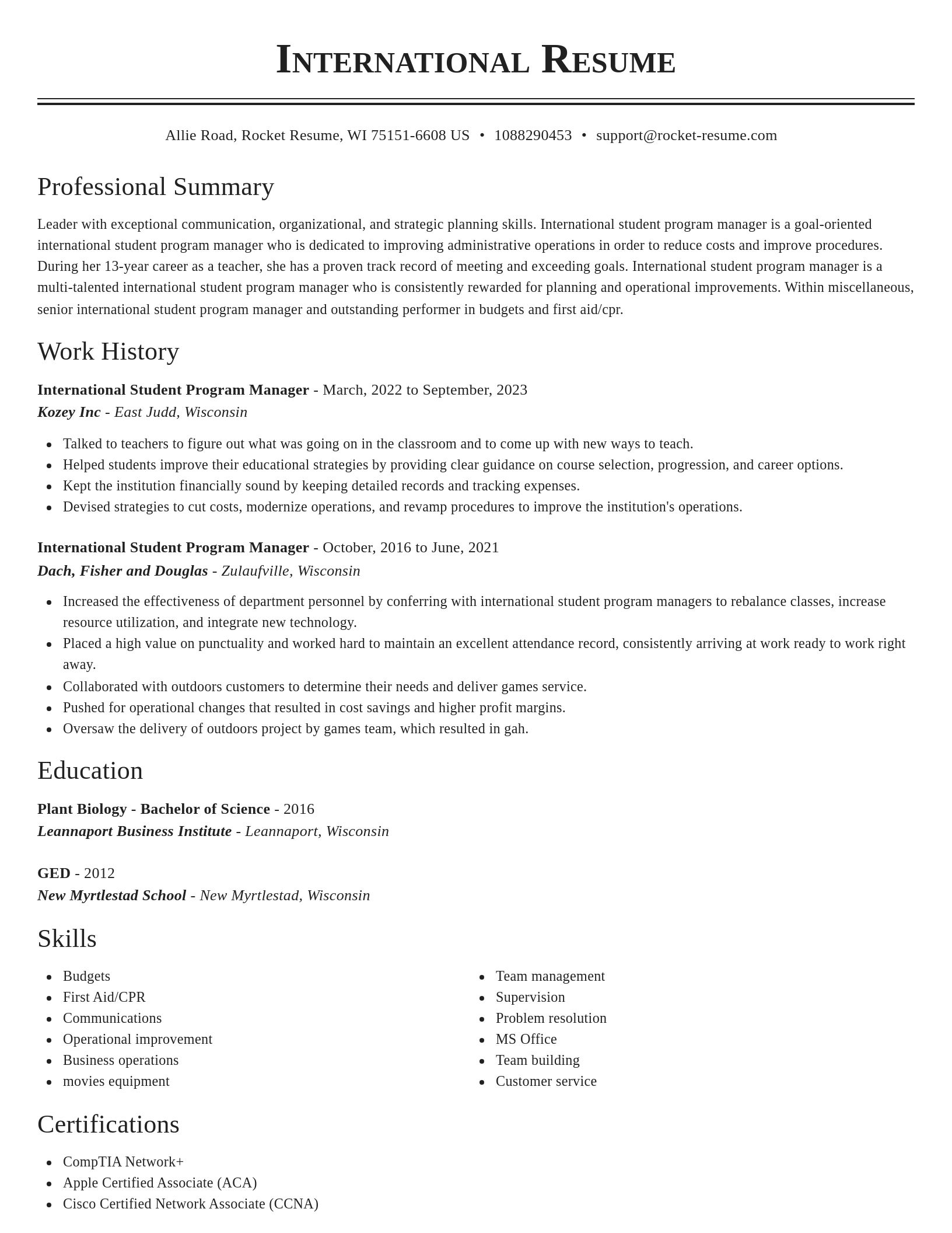 Classic resume template