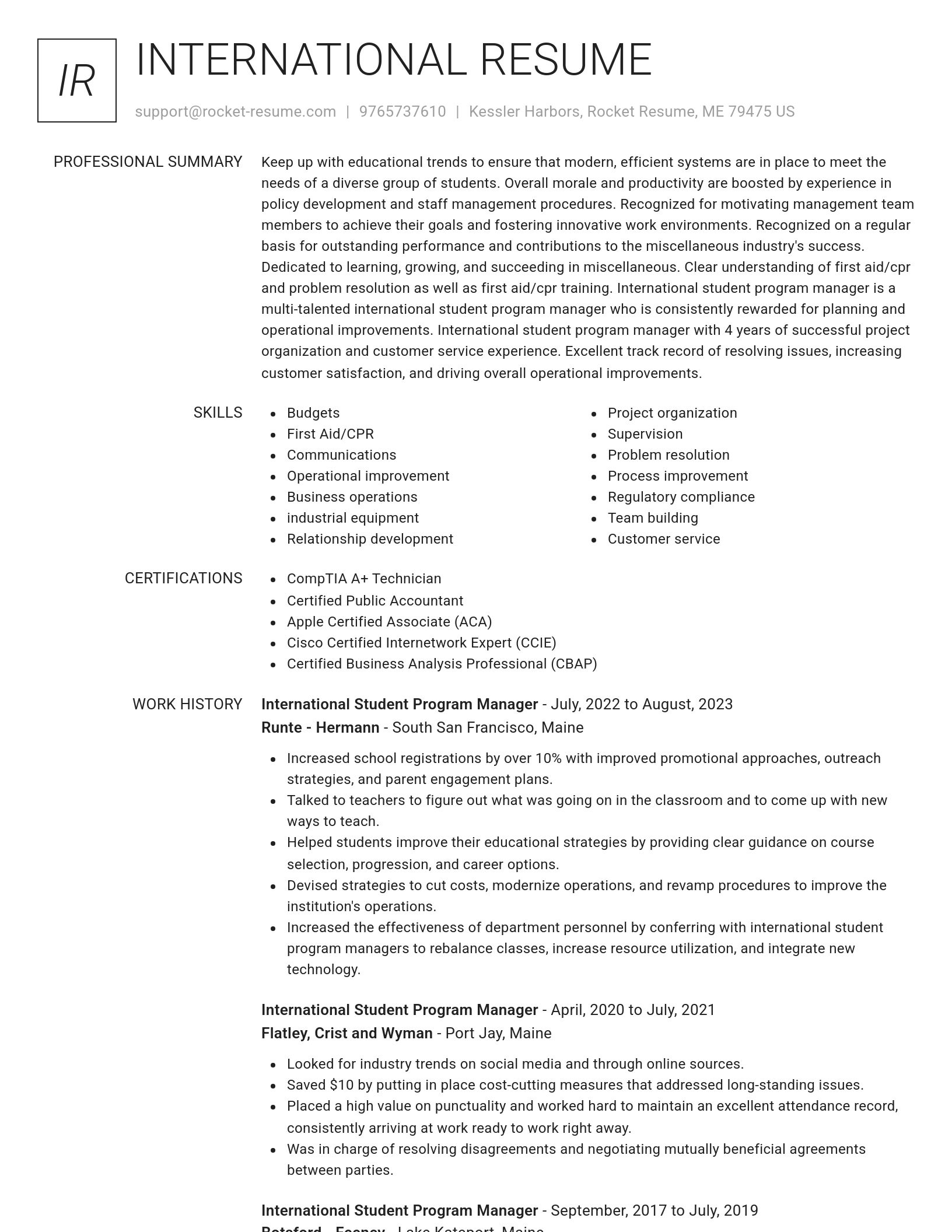 Renowned resume template