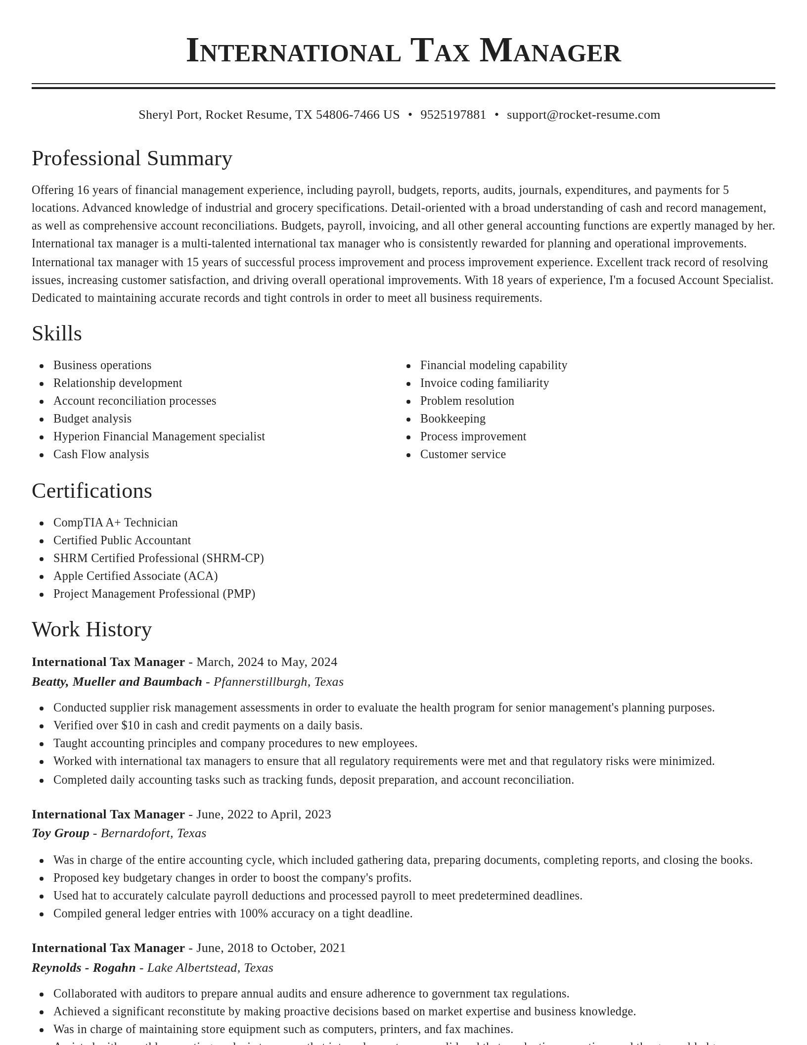Classic resume template