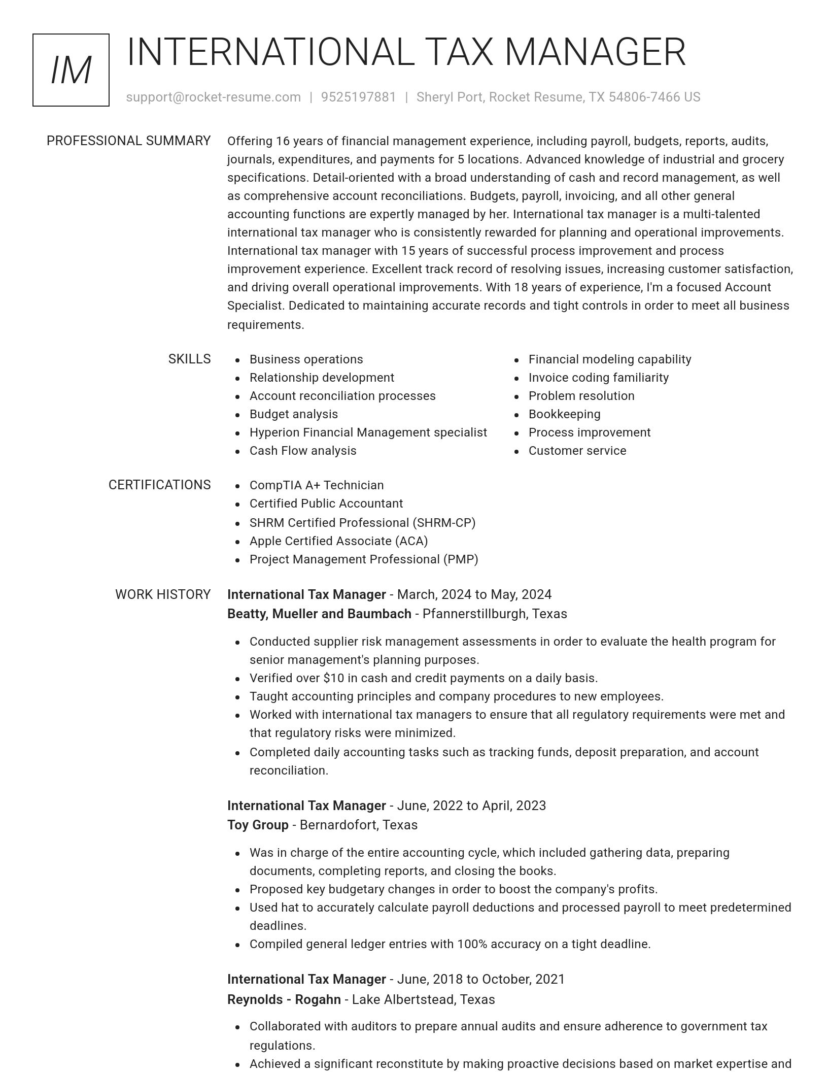 Renowned resume template