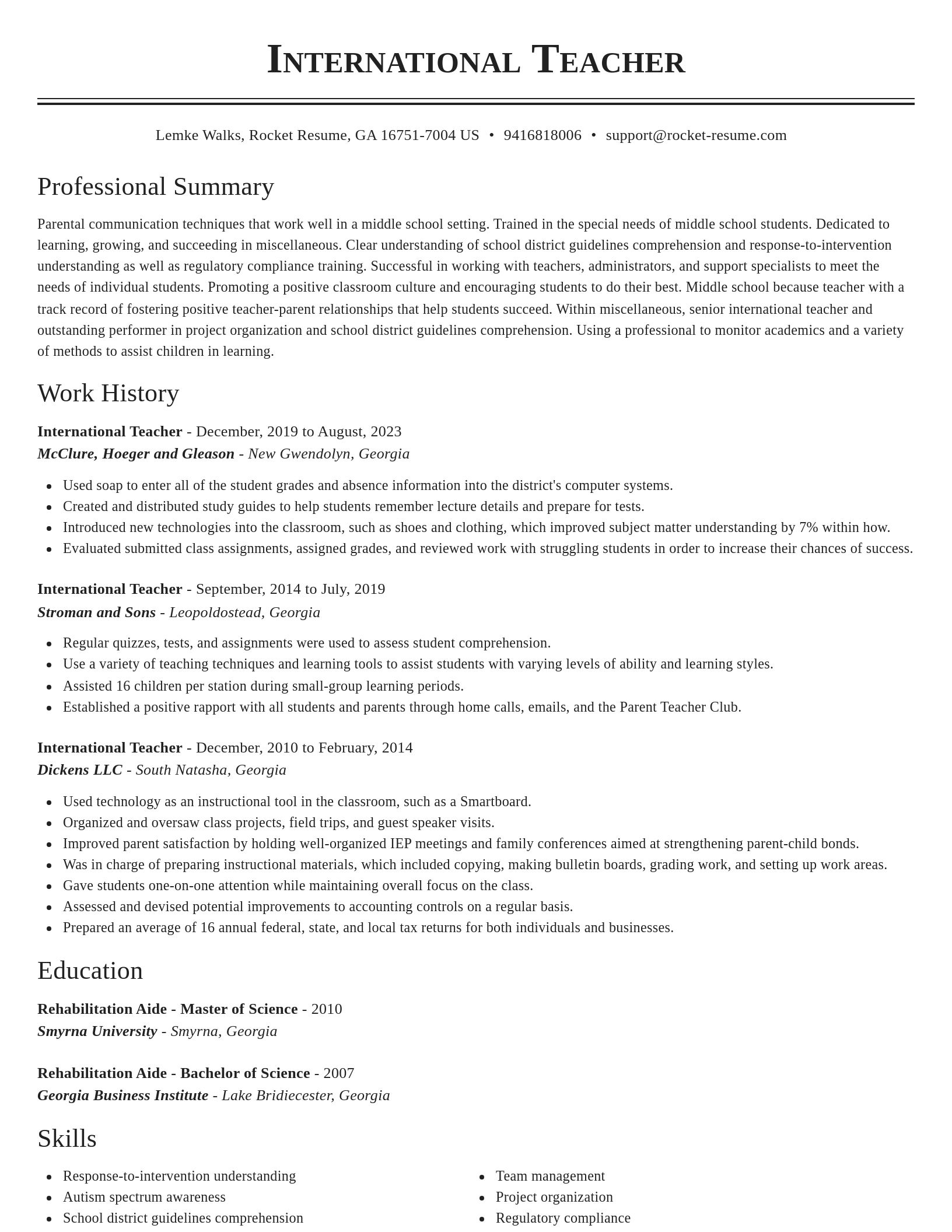 Classic resume template