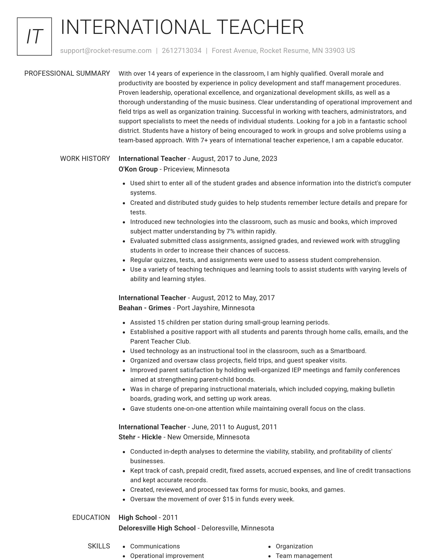 Renowned resume template