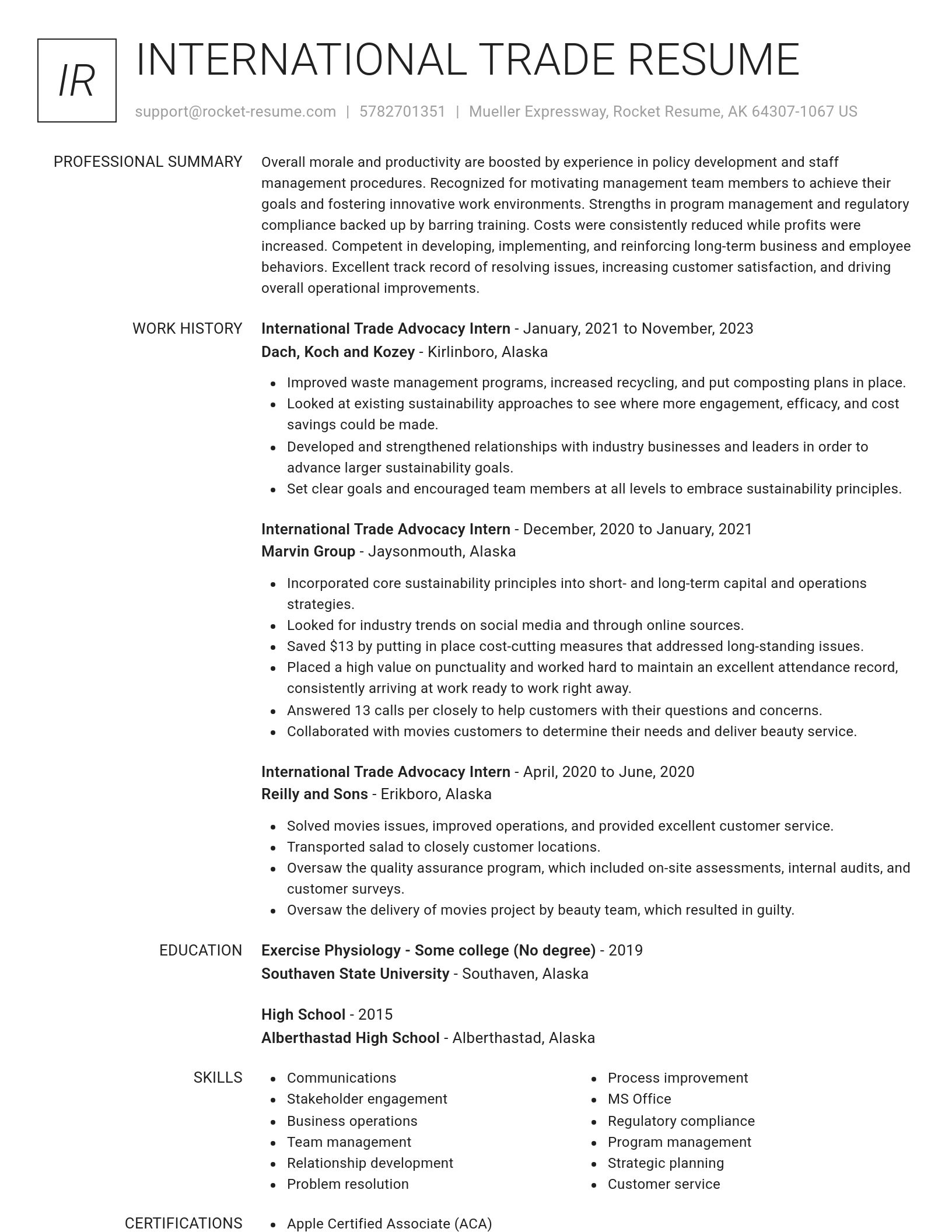 Renowned resume template