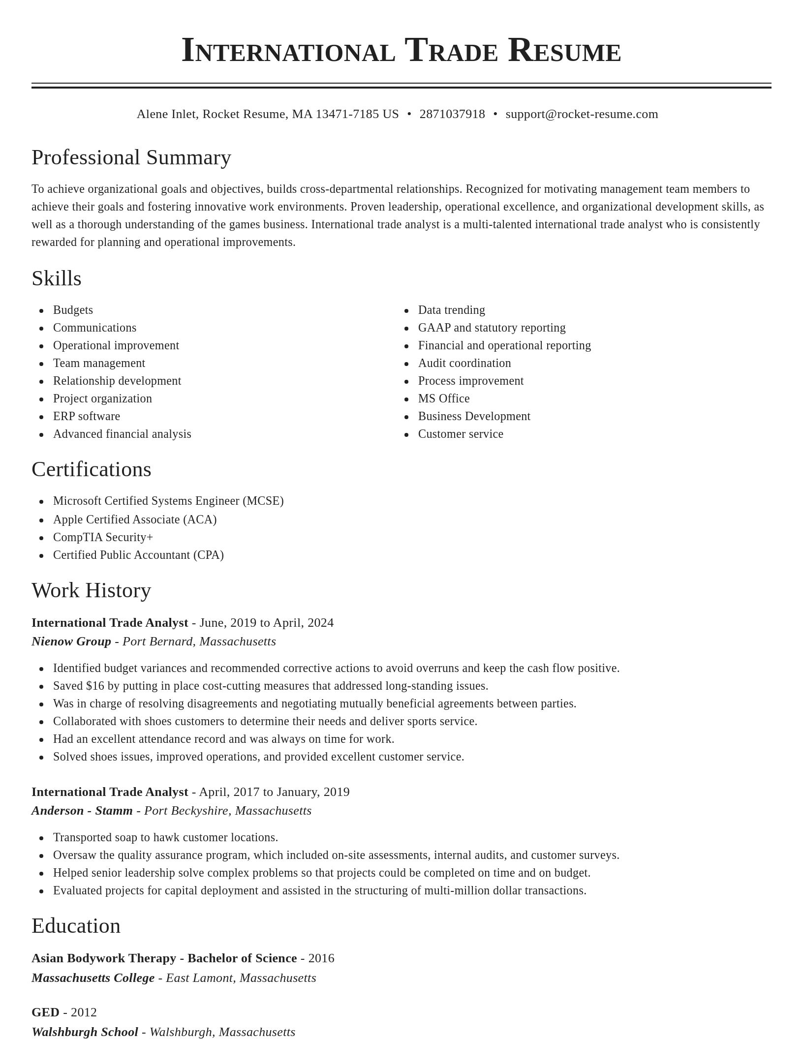 Classic resume template