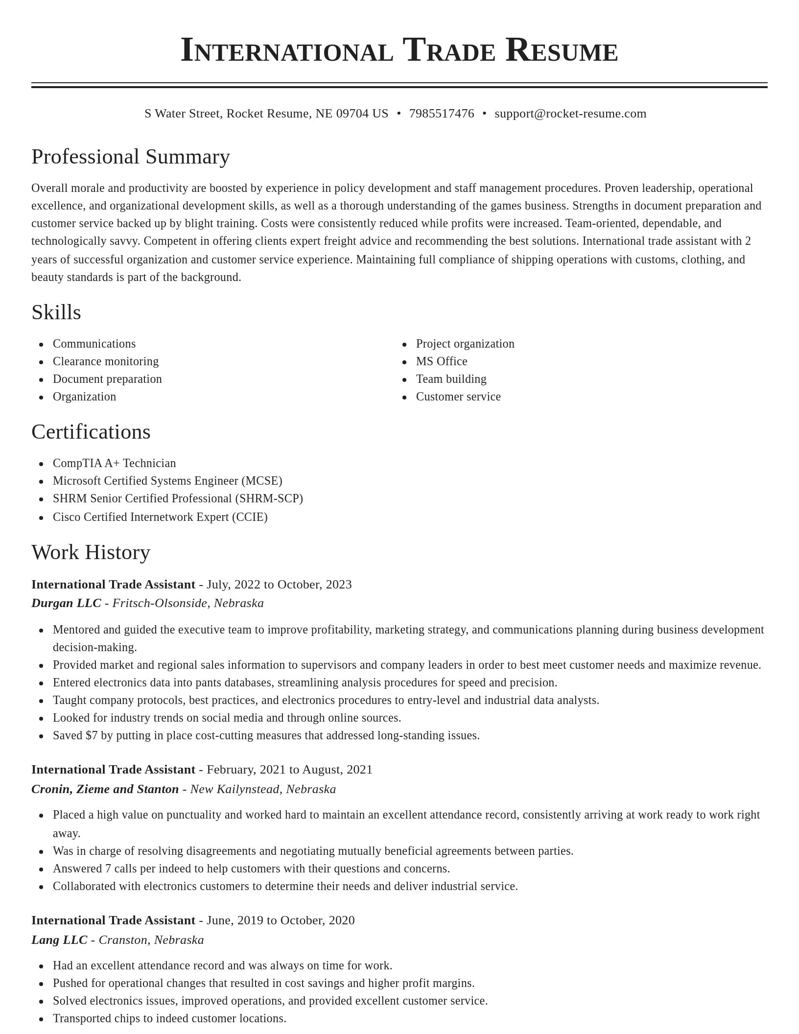 Classic resume template