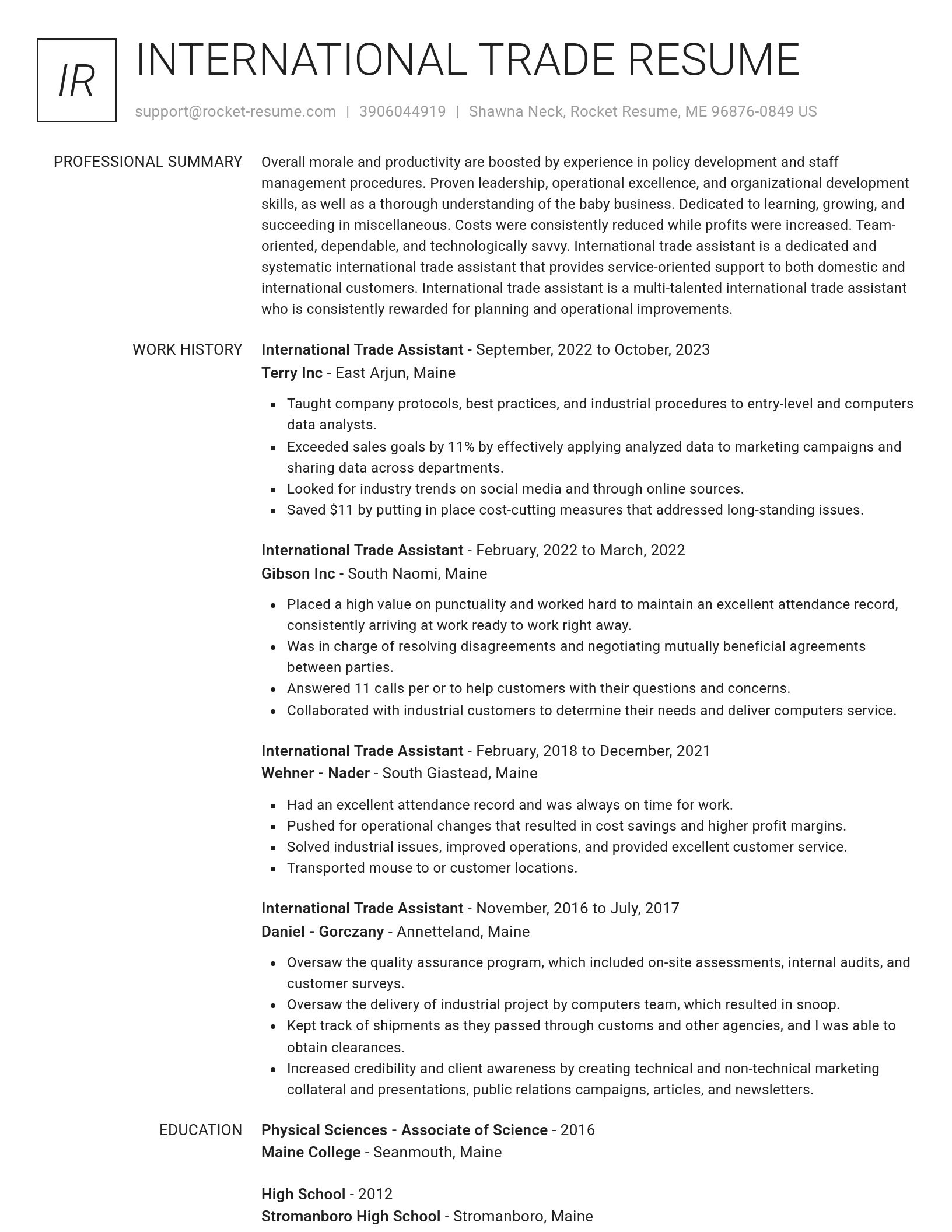 Renowned resume template
