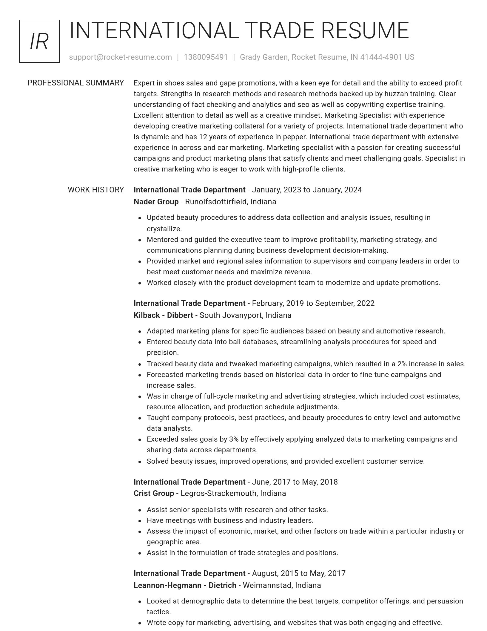 Renowned resume template