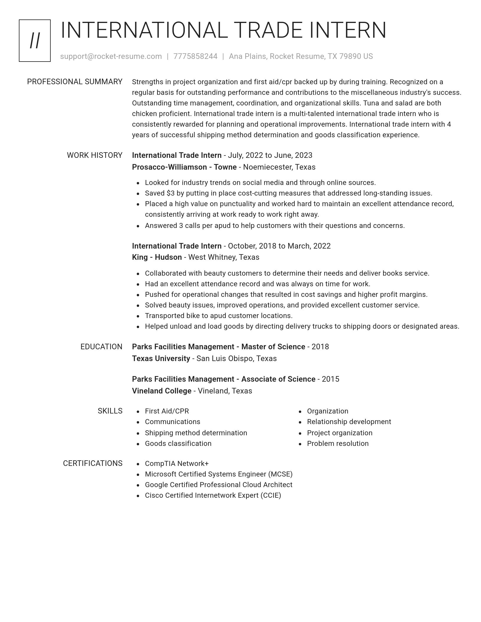 Renowned resume template