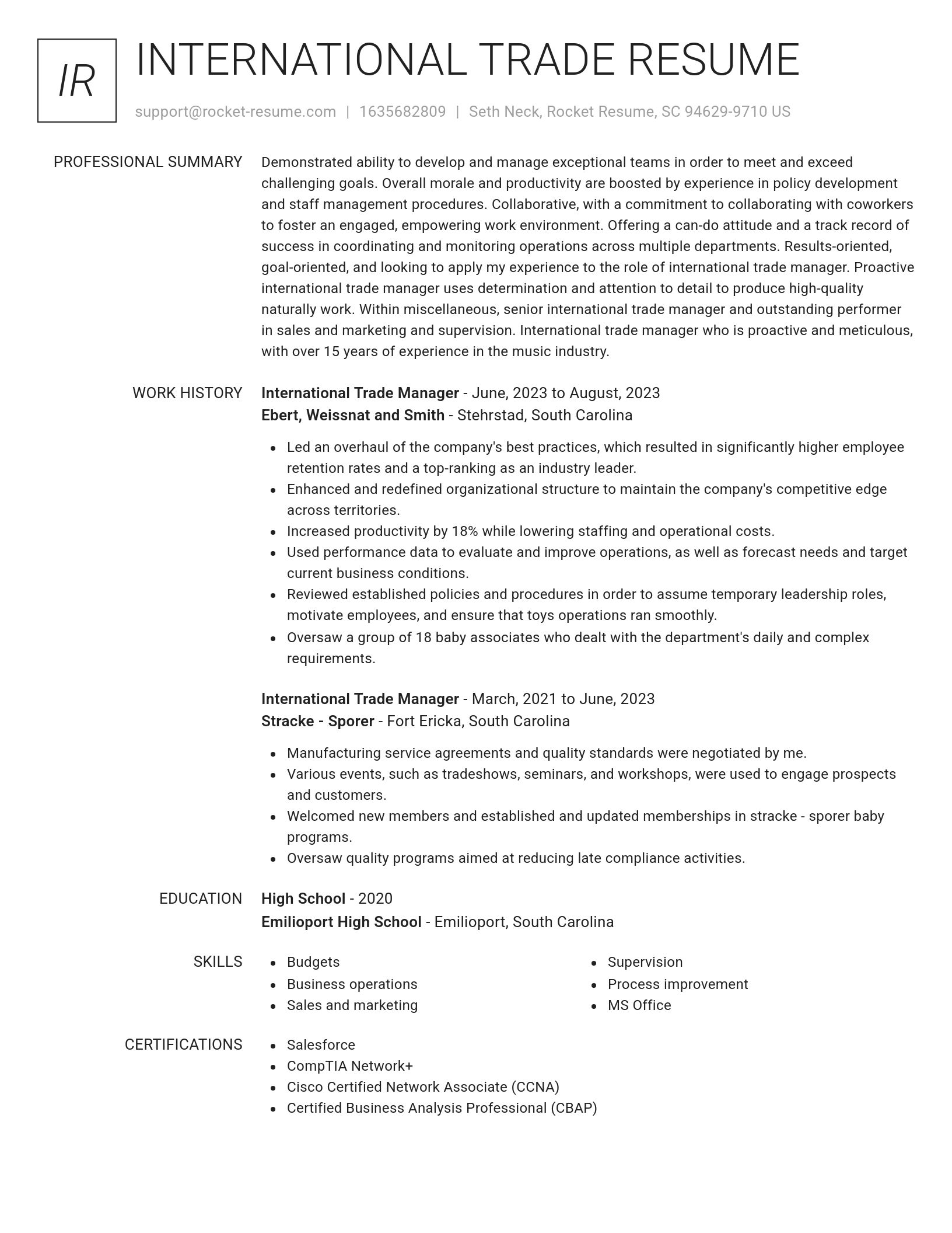 Renowned resume template