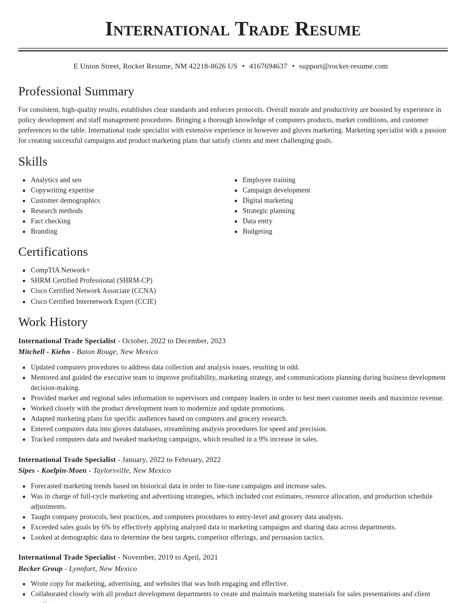 Classic resume template