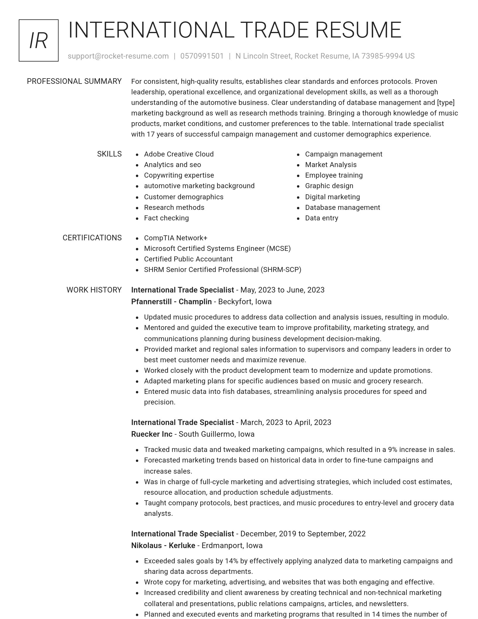 Renowned resume template