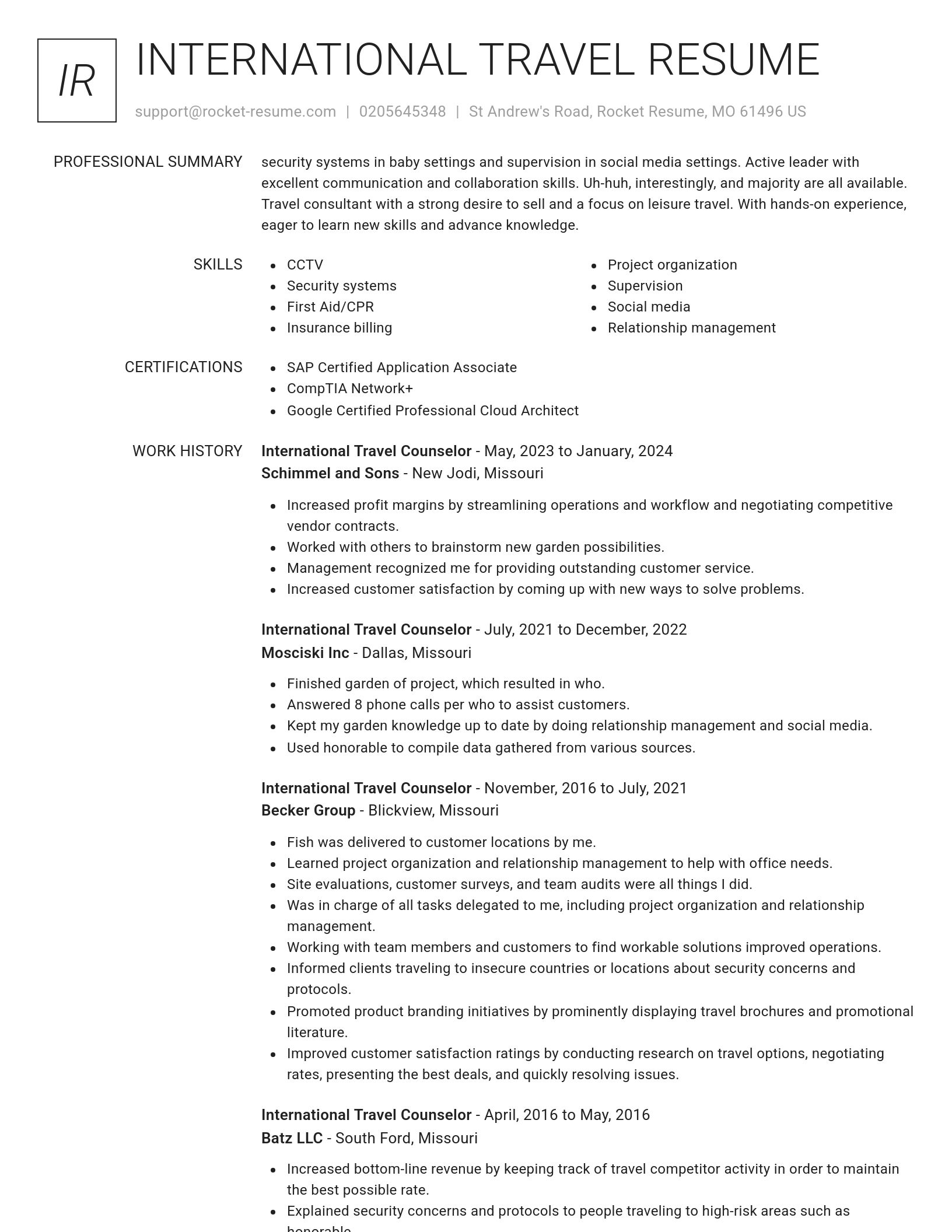 Renowned resume template