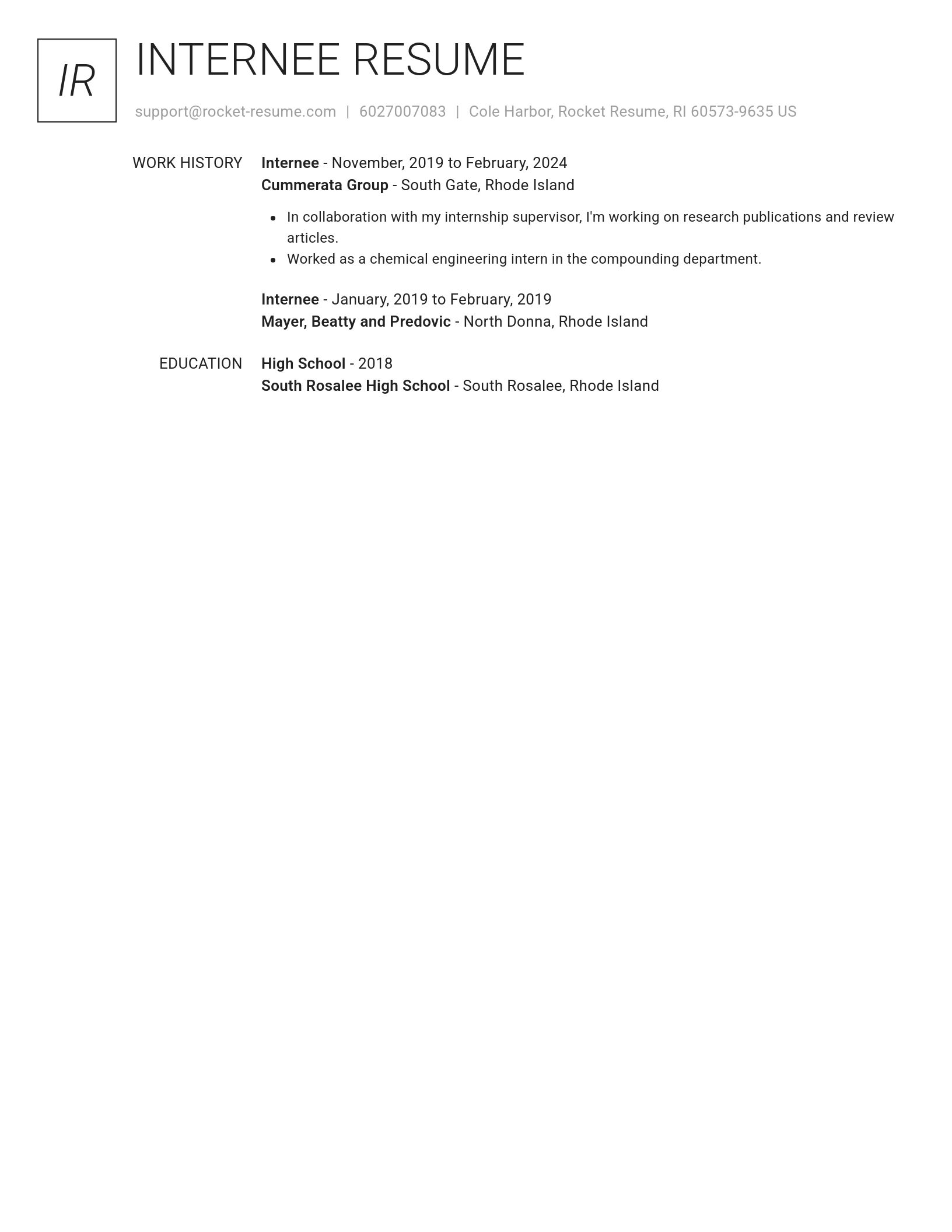 Renowned resume template