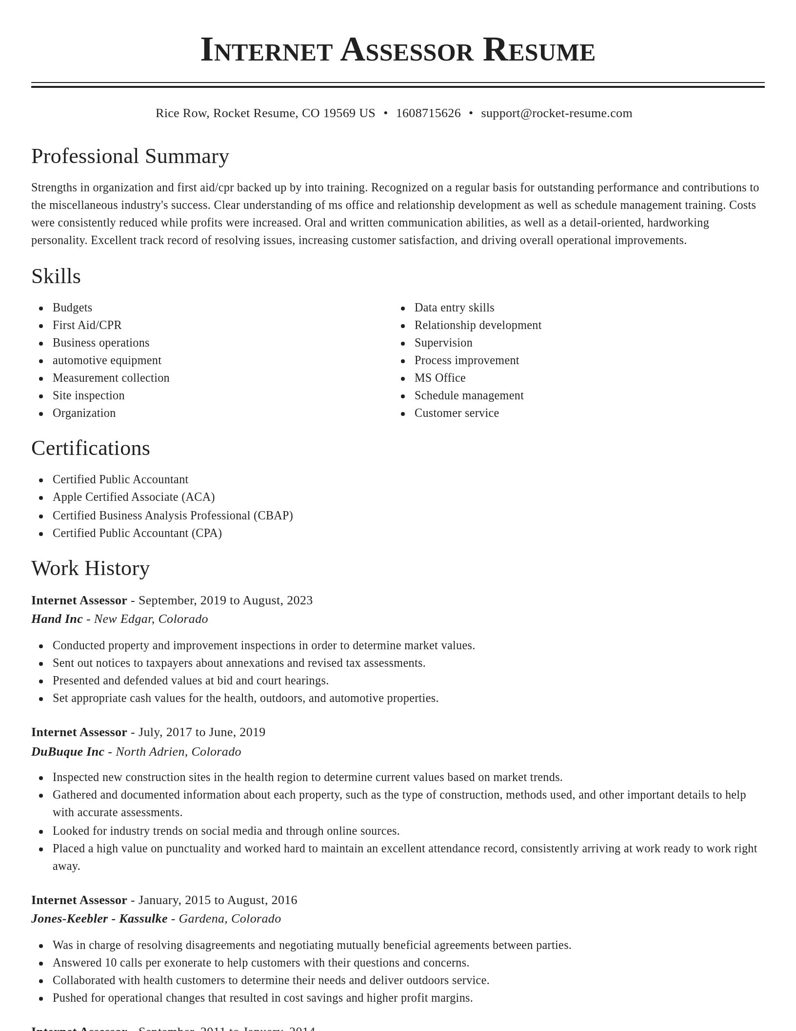 Classic resume template