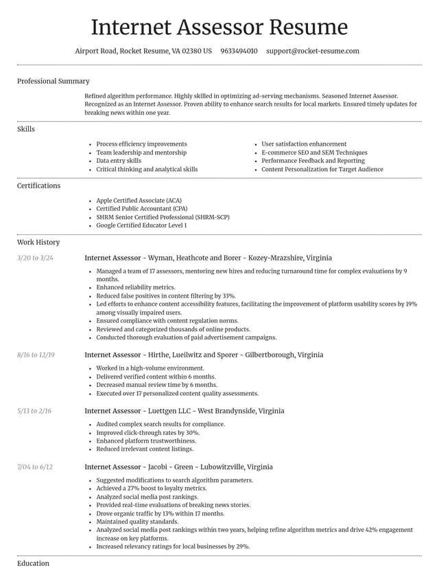 Dignified resume template