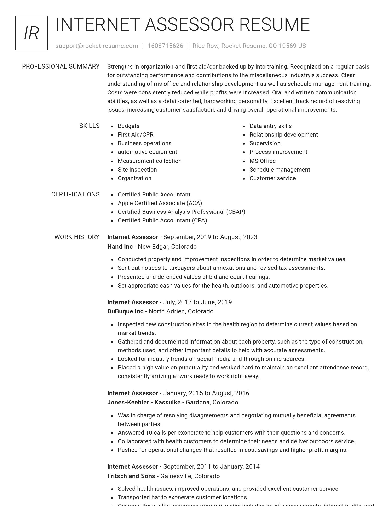 Renowned resume template