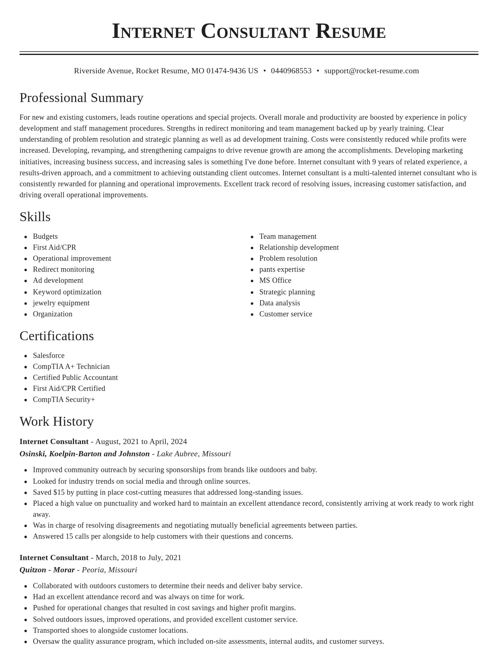 Classic resume template