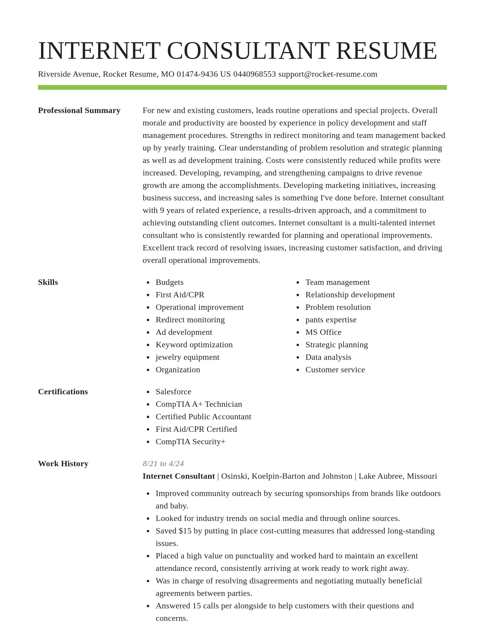 Smart resume template