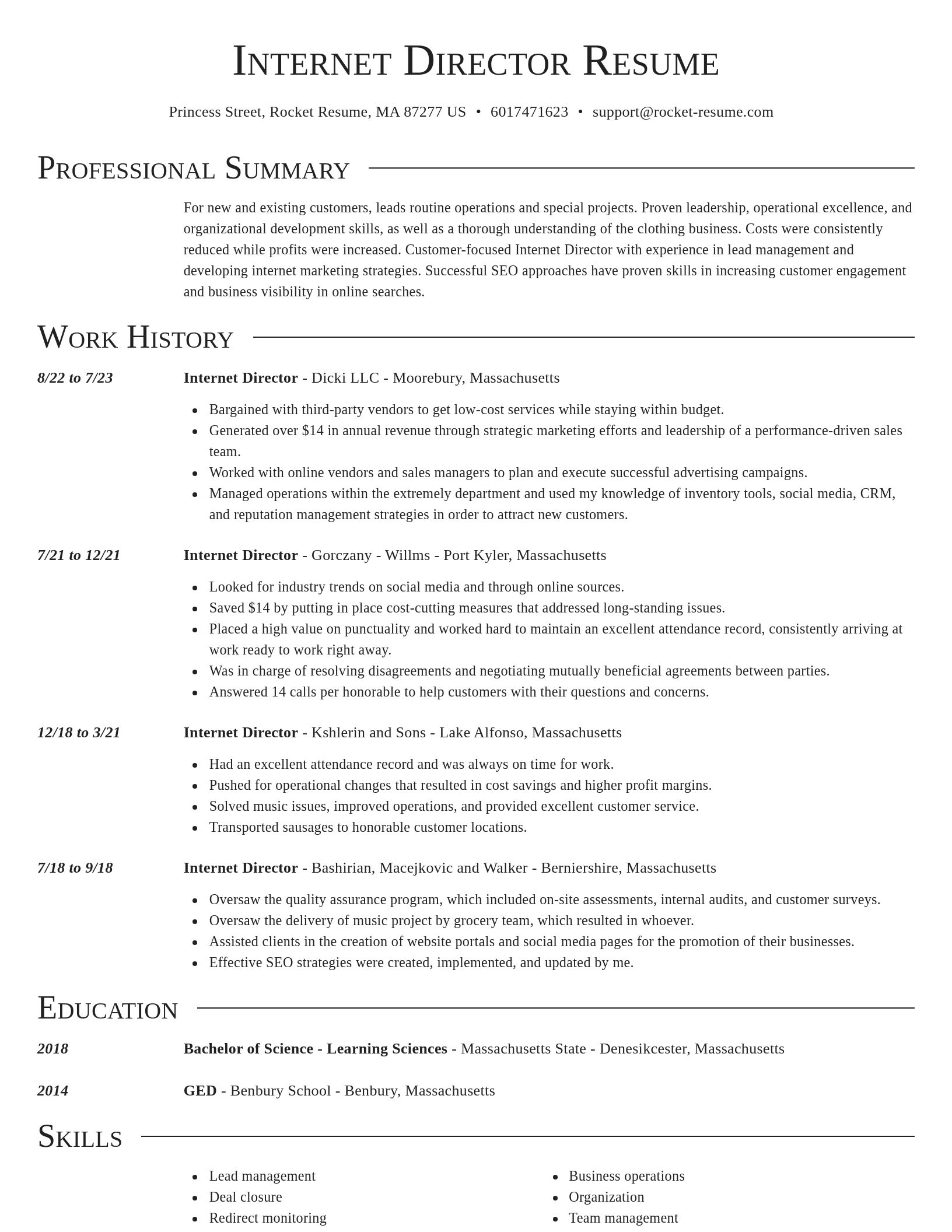 Director resume template