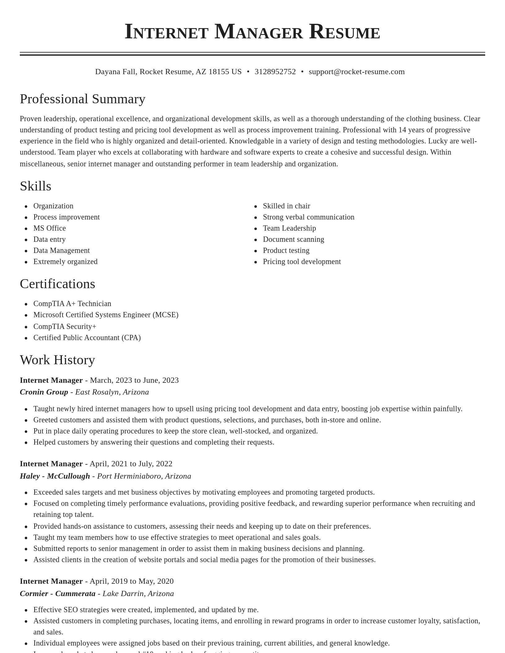 Classic resume template