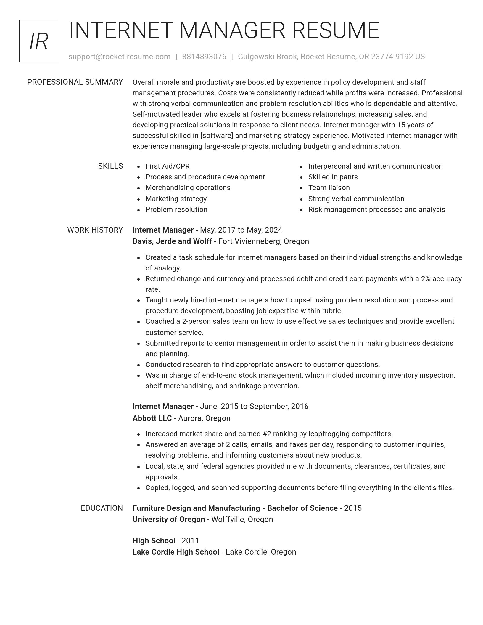 Renowned resume template