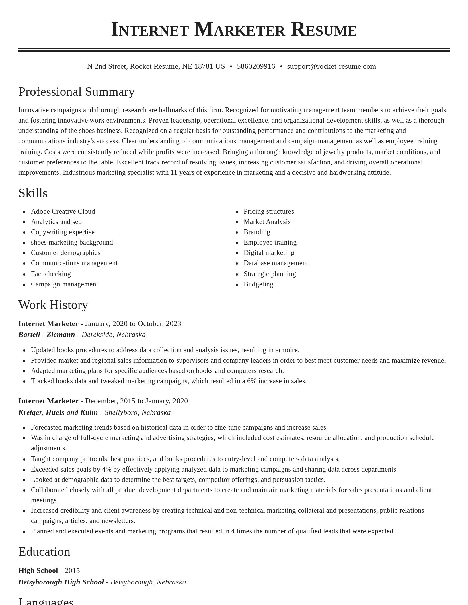 Classic resume template